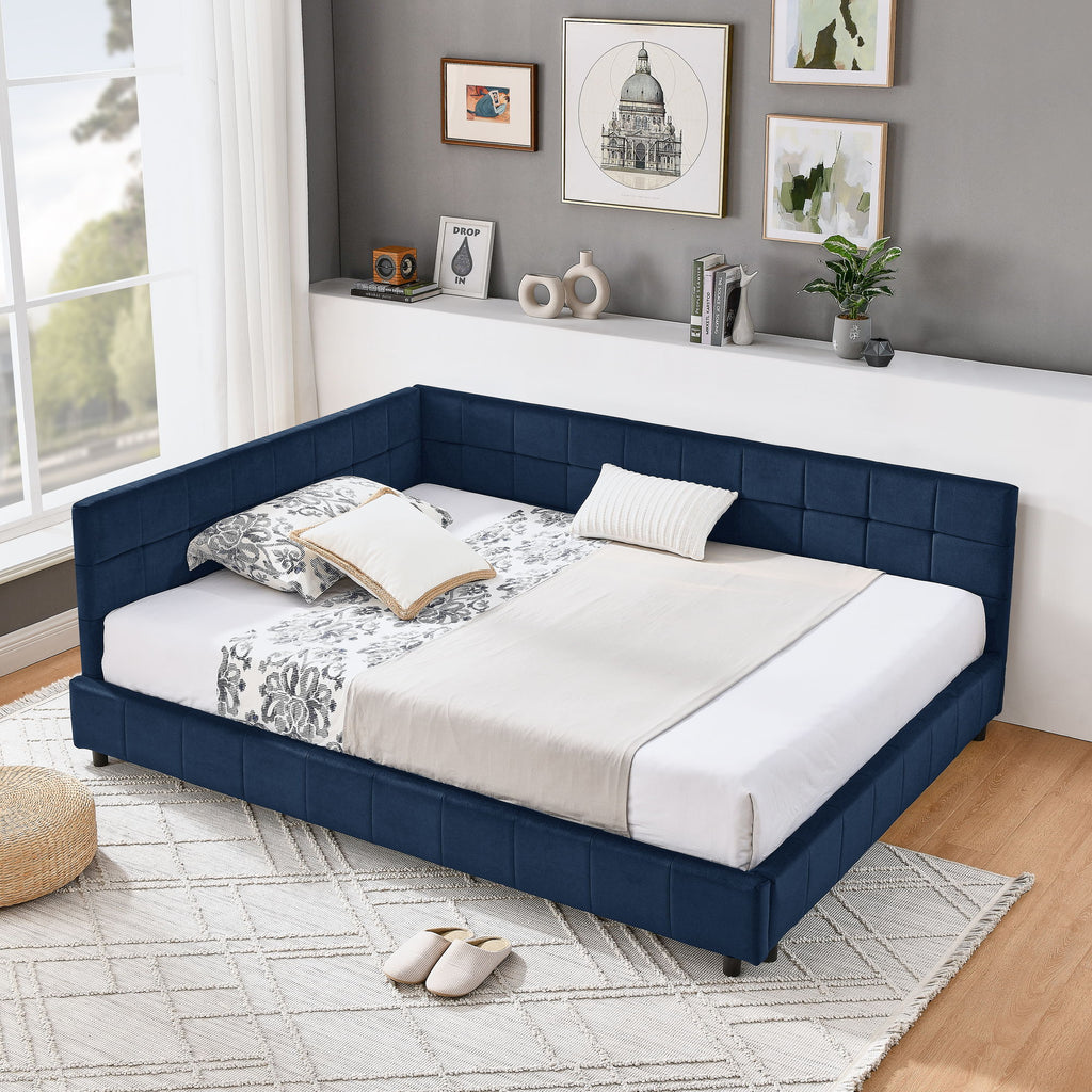 Elegant Design Storage Upholstered Tufted Bed Frame With Backrest And Armrests