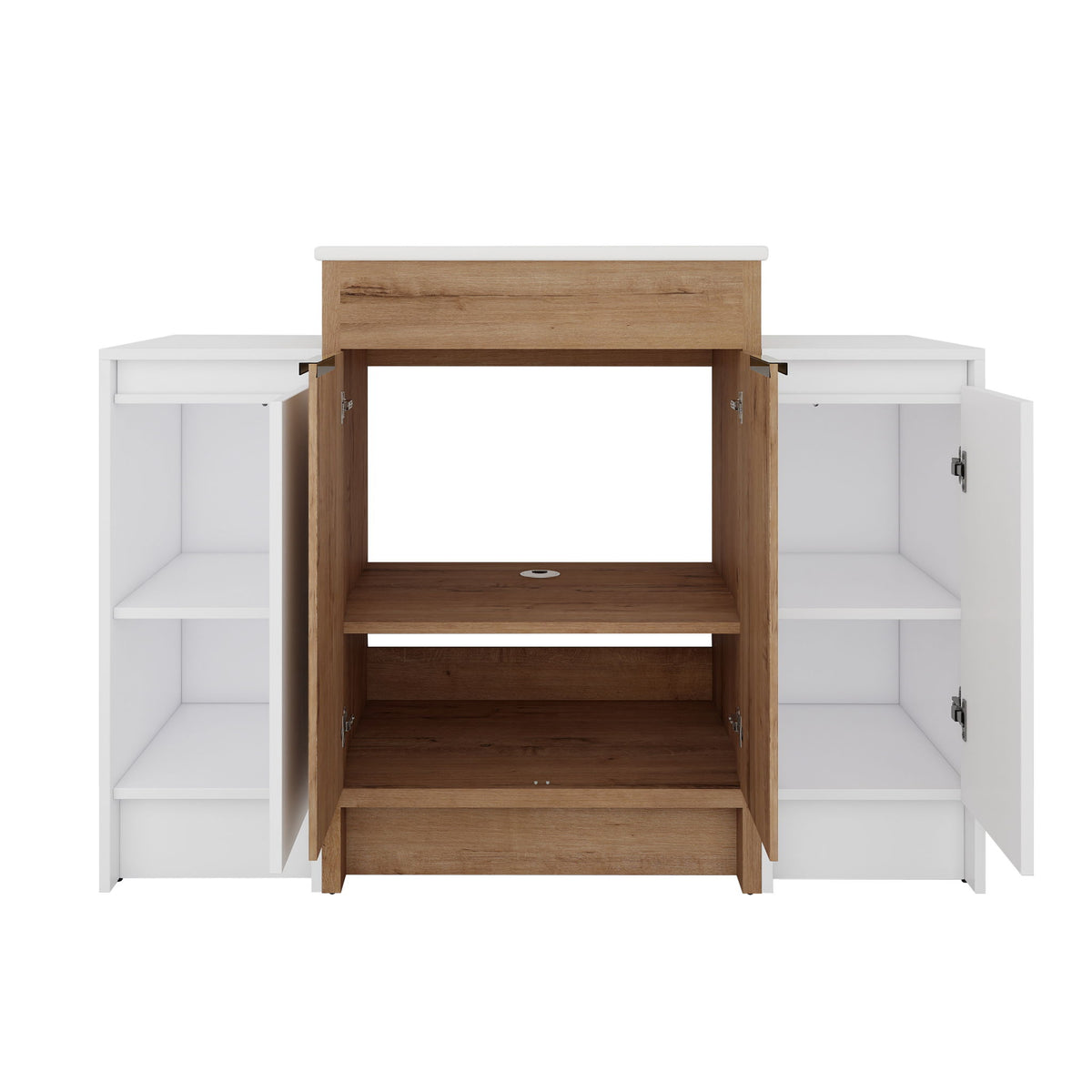 48" Freestanding Bathroom Vanity With Sink And 2 Storage Cabinets, Soft Closing Door - Imitative Oak / White