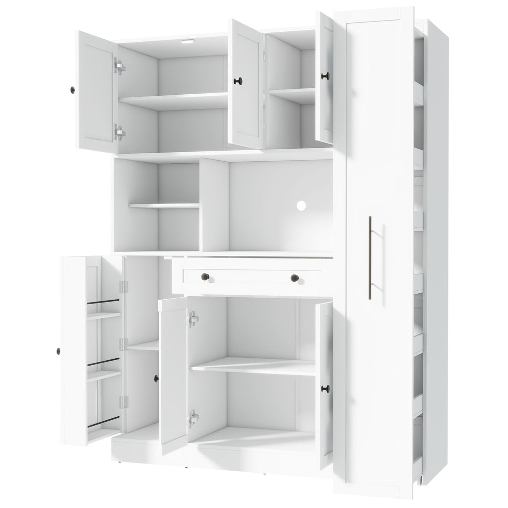 Large Kitchen Pantry Storage Cabinet Cupboard With Pull Out Side Cabinet