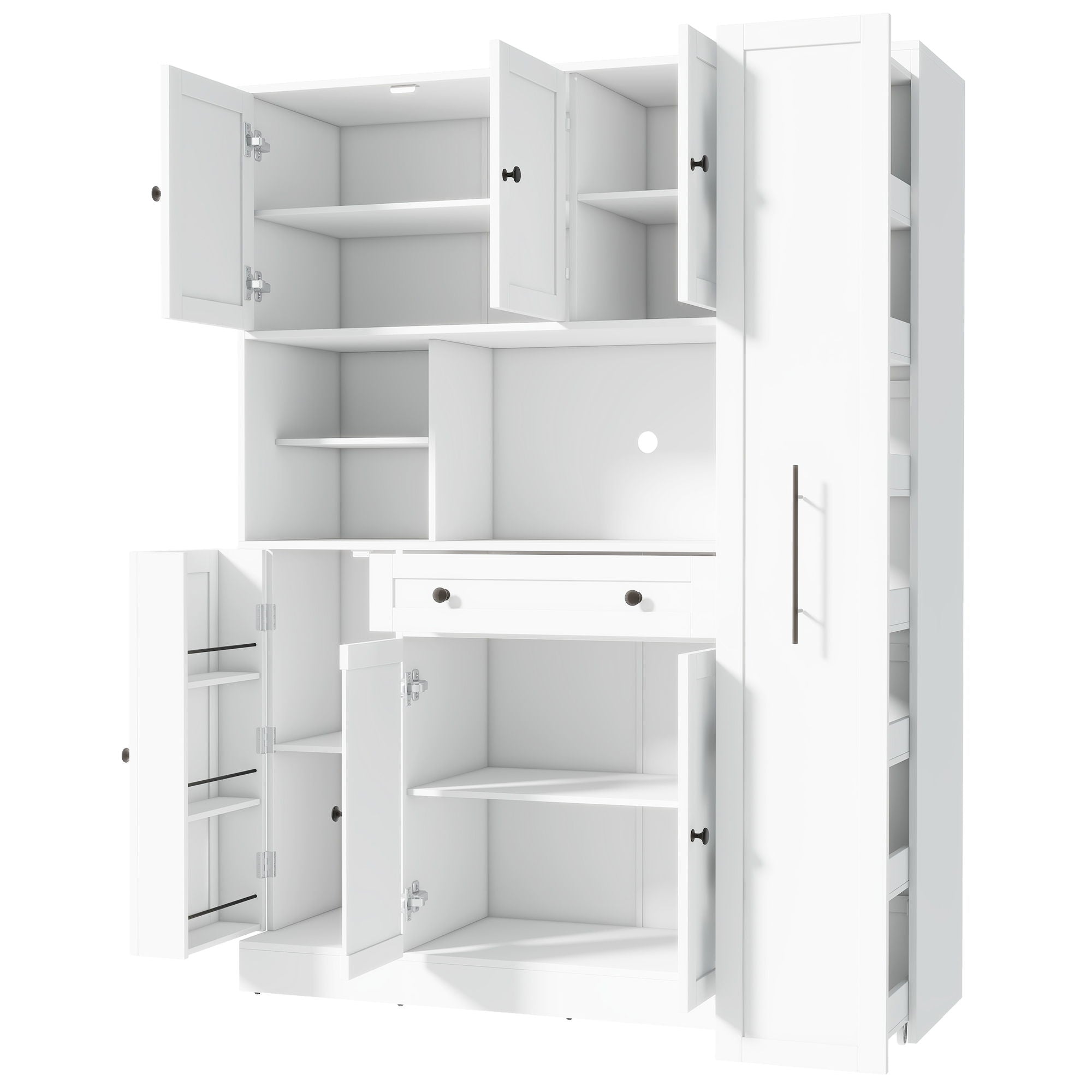 Large Kitchen Pantry Storage Cabinet Cupboard With Pull Out Side Cabinet