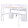 Loft Bed With Desk, Cabinets, Drawers, Charging Station And Bedside Tray