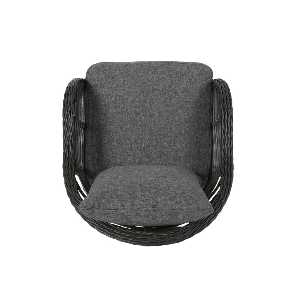 Outdoor Accent Chair With Aluminum Frame And Rattan Seating