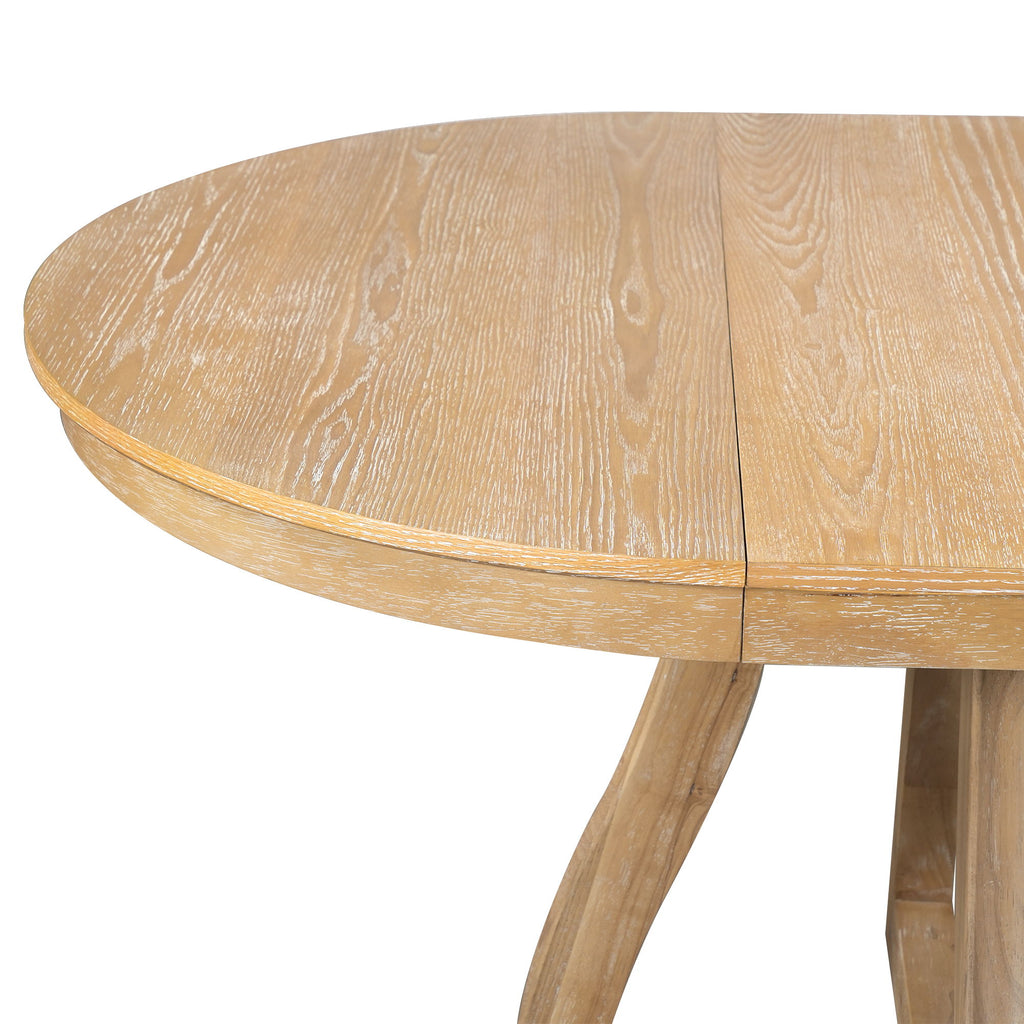 Round Extendable Dining Tabl, Middle Leaf, Curved Legs