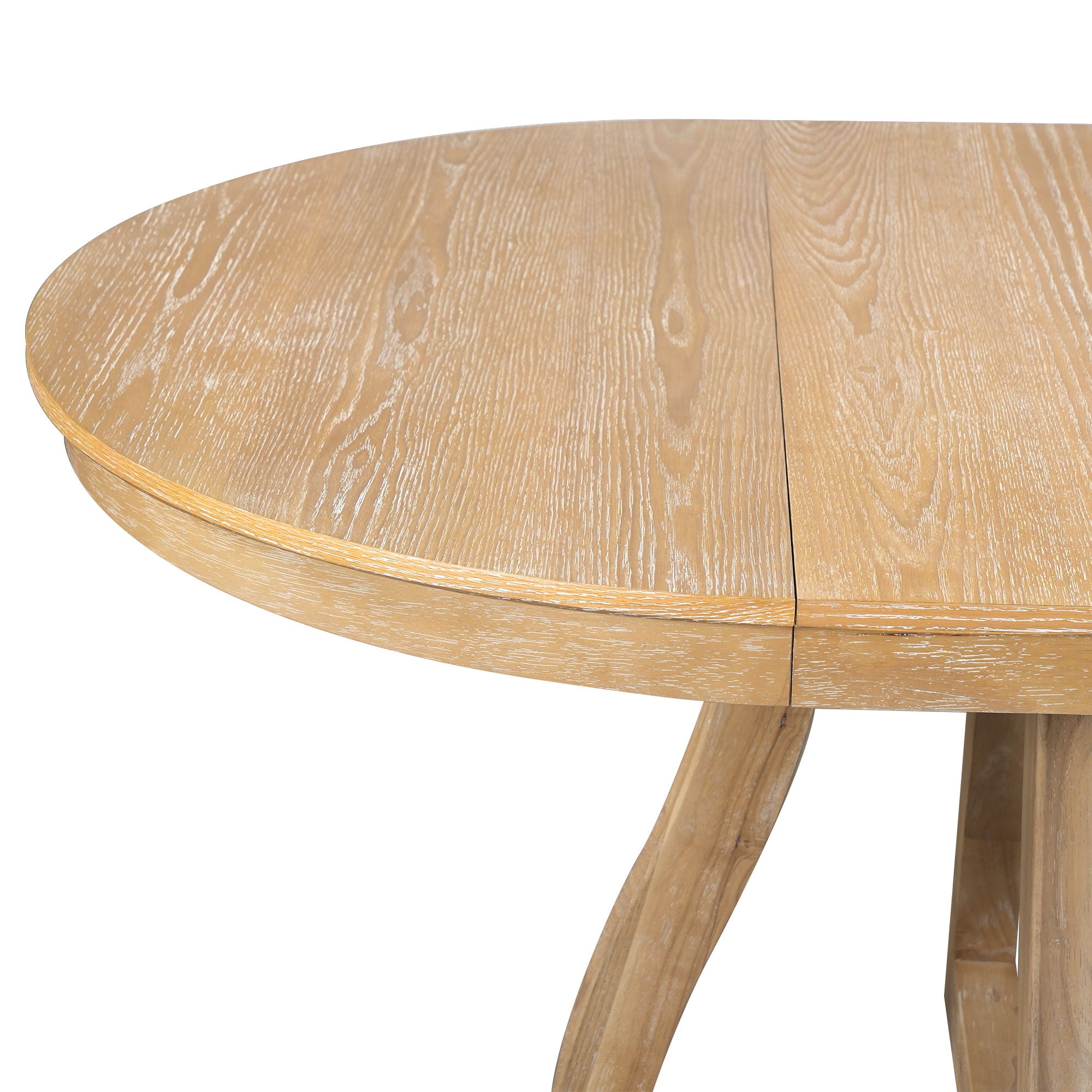 Round Extendable Dining Tabl, Middle Leaf, Curved Legs