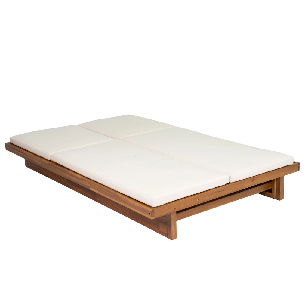 Double Sunlounger With Adjustable Backrest - Beige