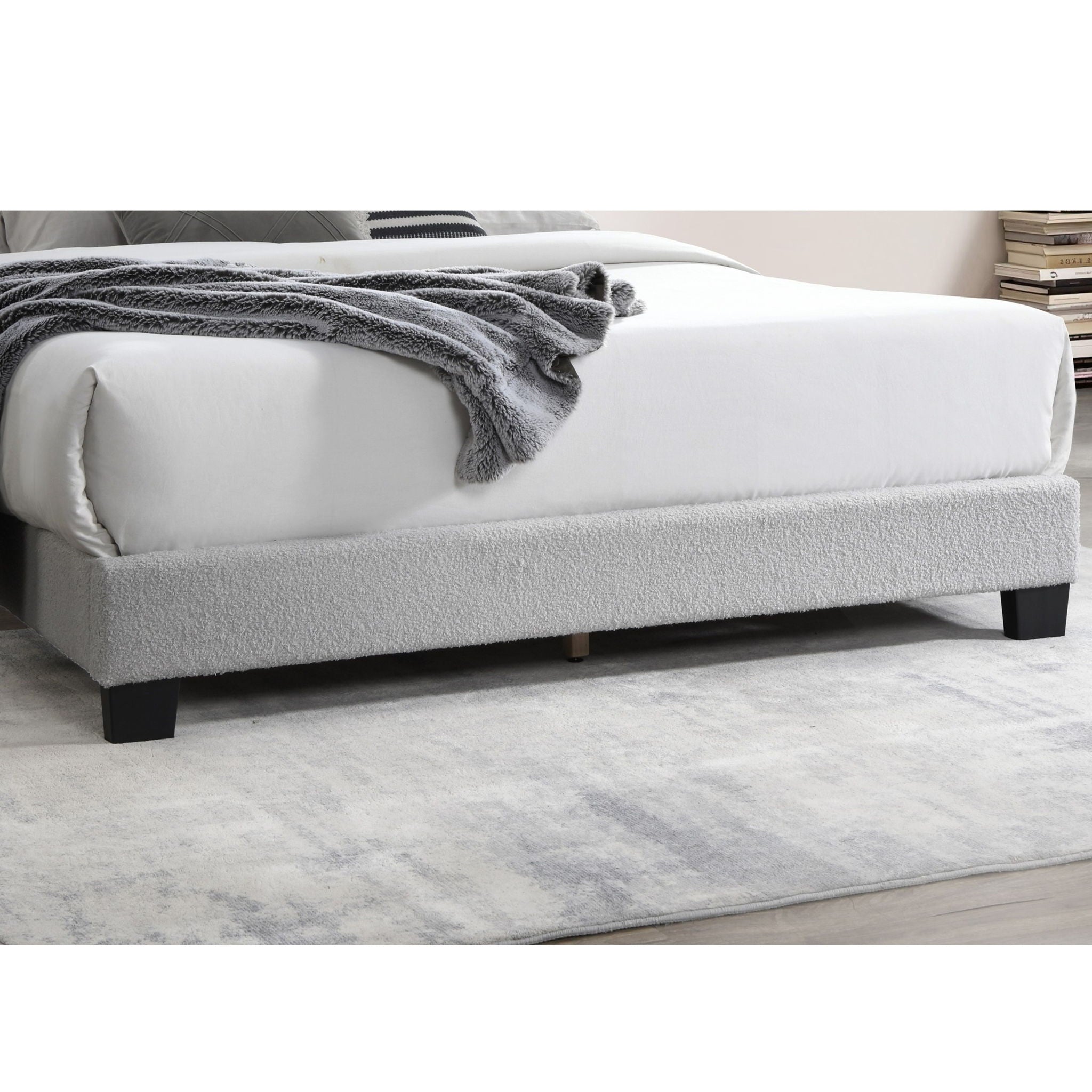 Queen Upholstered Bed With LED - Light Gray
