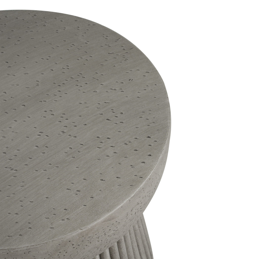 Modern Outdoor Lightweight Concrete Side Table With Hourglass Design - Light Gray