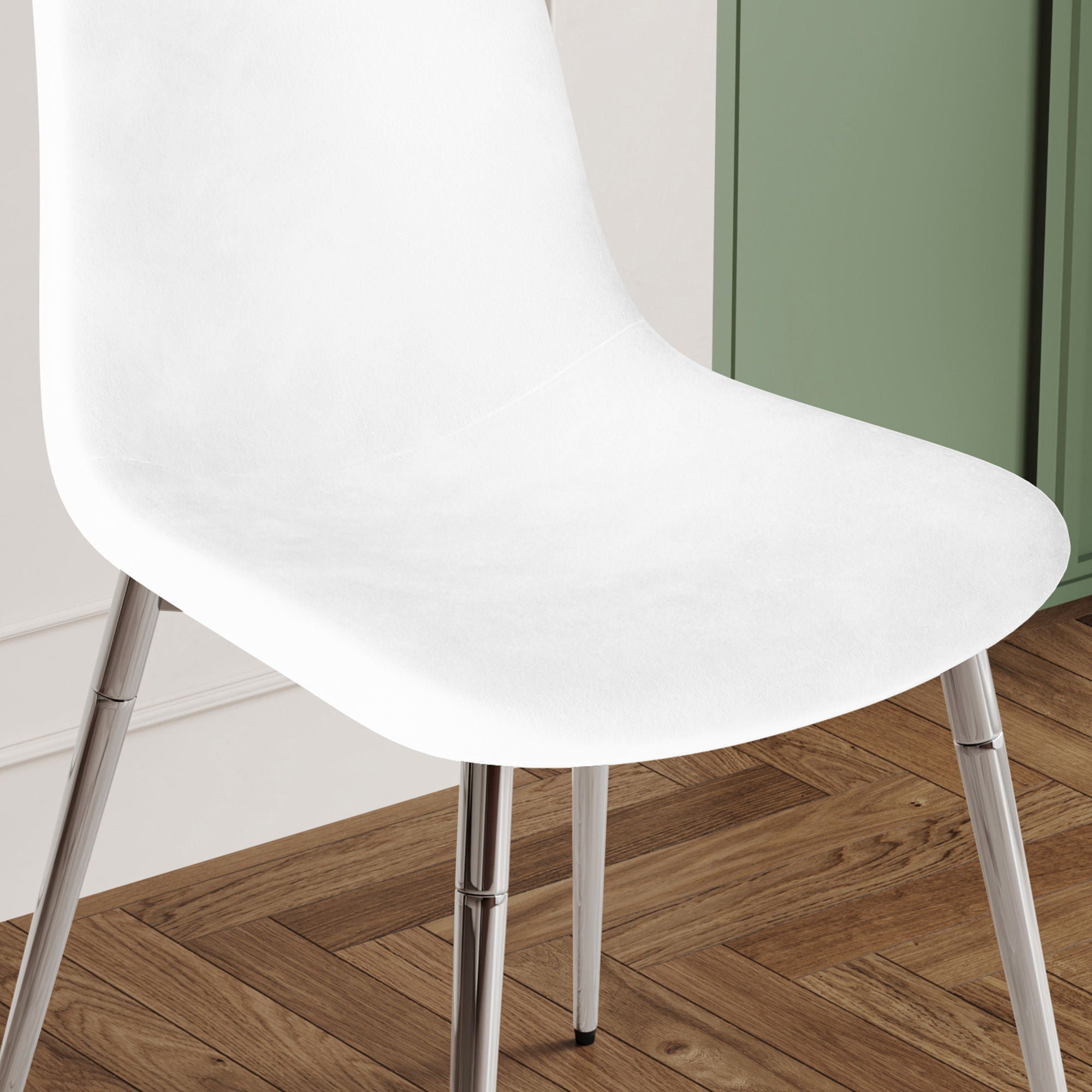 Dining Chairs, Upholstered Armless Accent Chairs, Classical Appearance And Metal Legs (Set of 4)