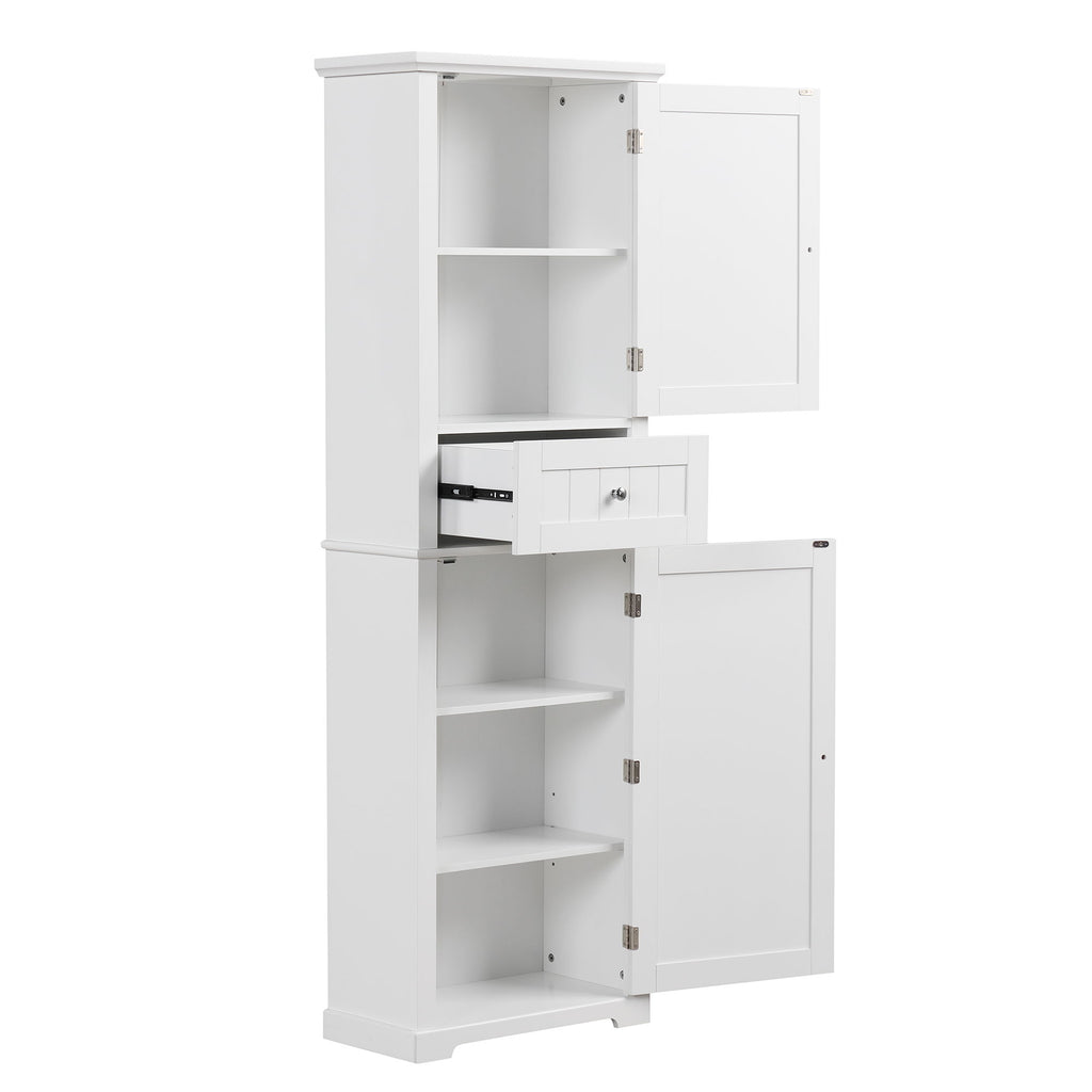 Tall Freestanding Bathroom Storage Cabinet With Drawer And Adjustable Shelf