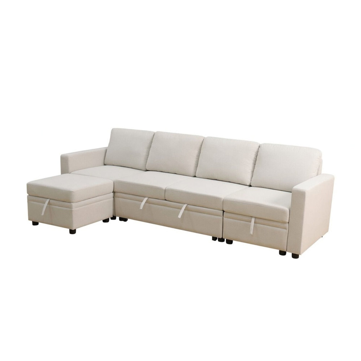 Extra Wide U - Shape Convertible Sleeper Sofa Bed With Dual Storage Ottoman