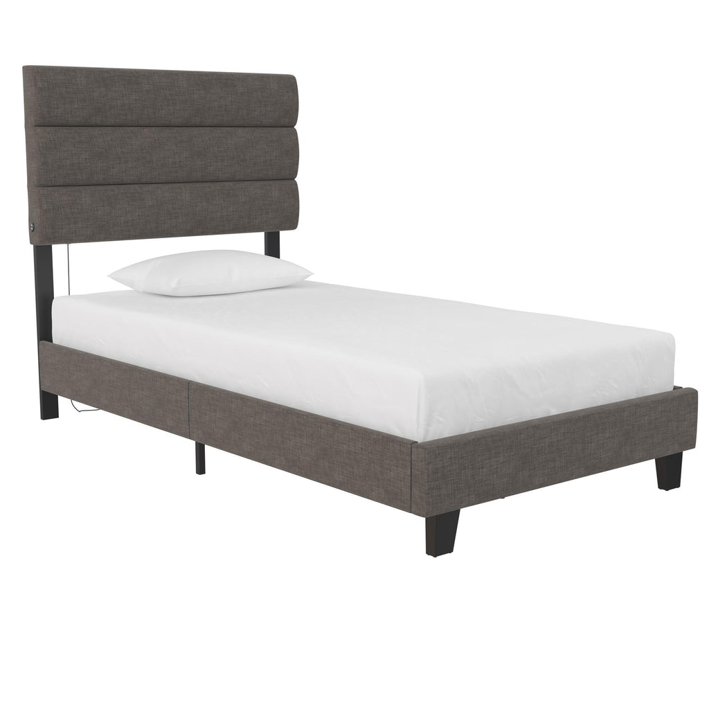 Paloma - Twin Bed With Dual USB Port - Linen