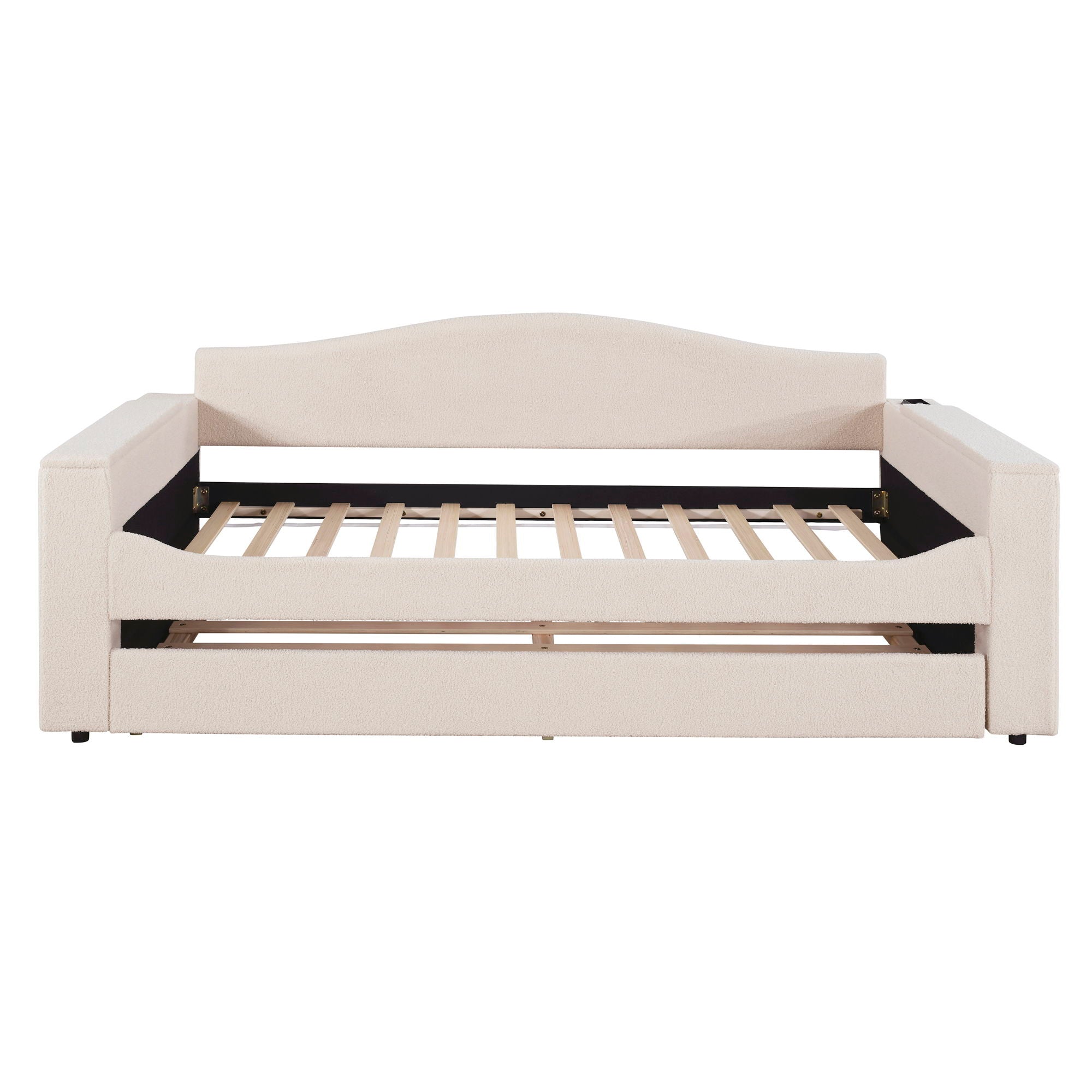 Upholstered Daybed With Storage Armrests, Trundle And Latest Integrated tooth Audio System