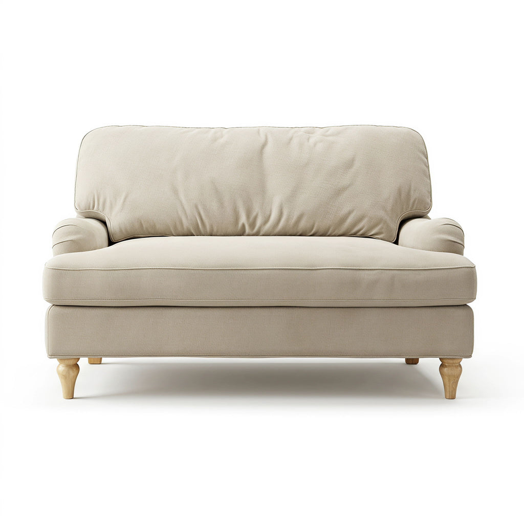 Loveseat Sofa, Upholstered Small Couch For Living Room - Cream Beige