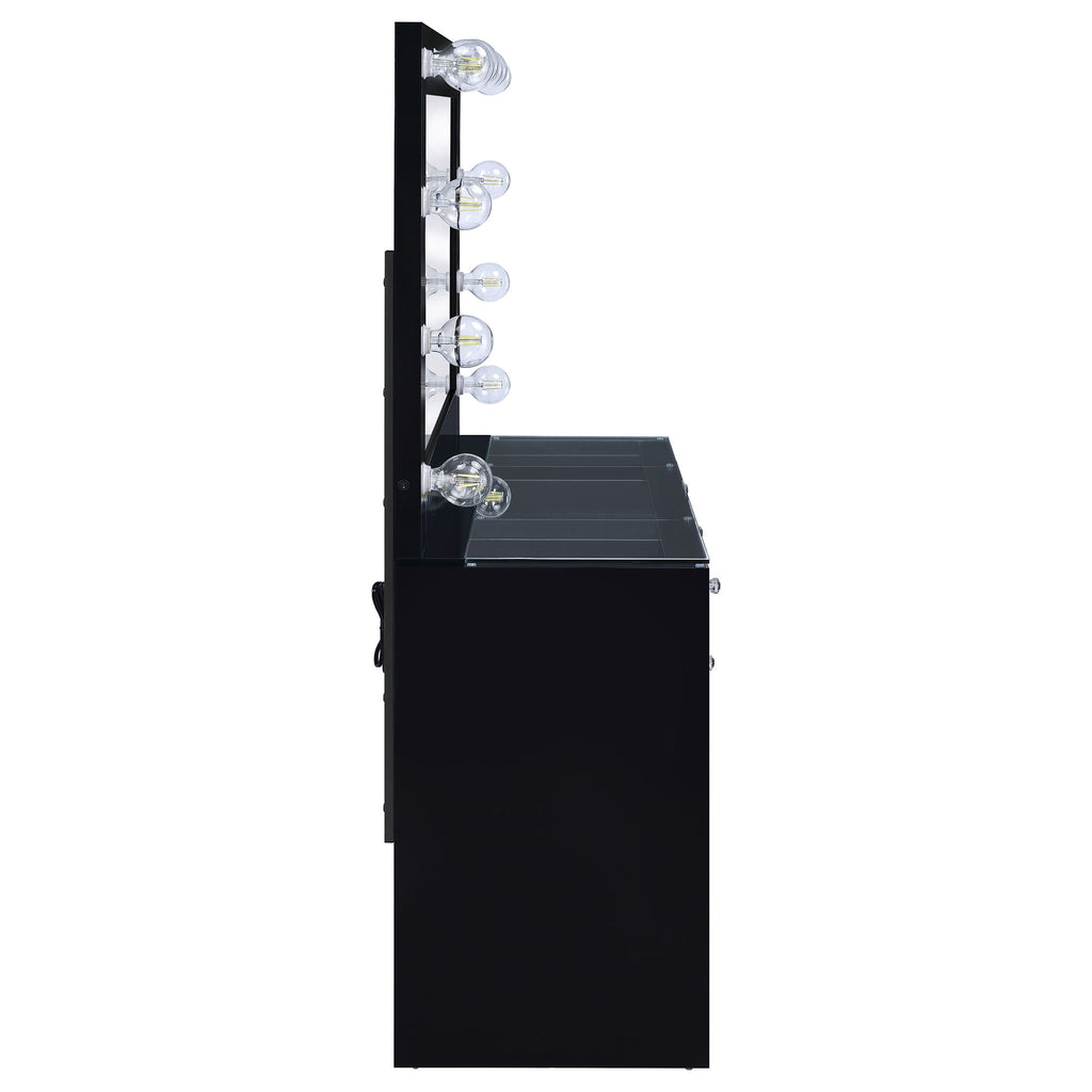 Fern - 7 Drawer Vanity Set With Mirror And Globe Lights