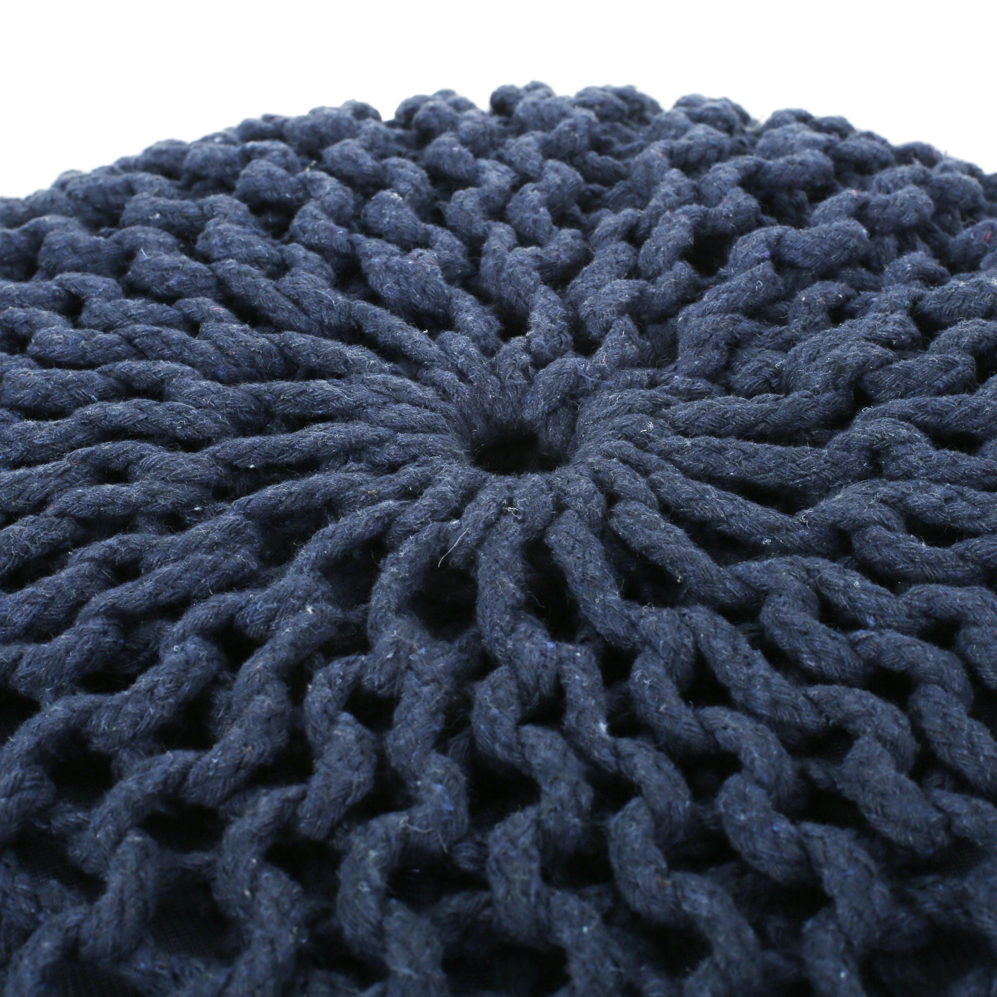 Bordeaux - Knitted Round Pouf Ottoman, Floor Cushion