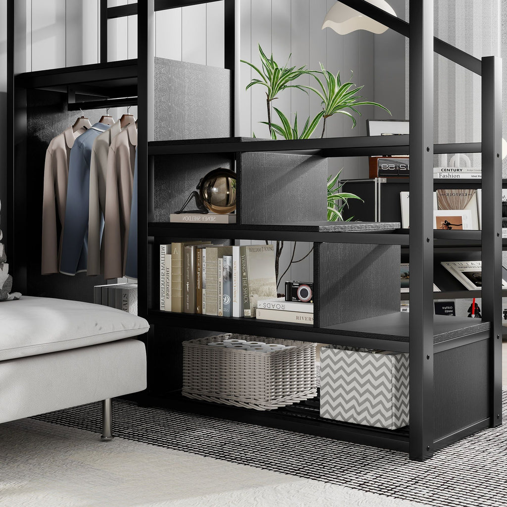 Loft Bed With Storage Shelves, Wardrobe