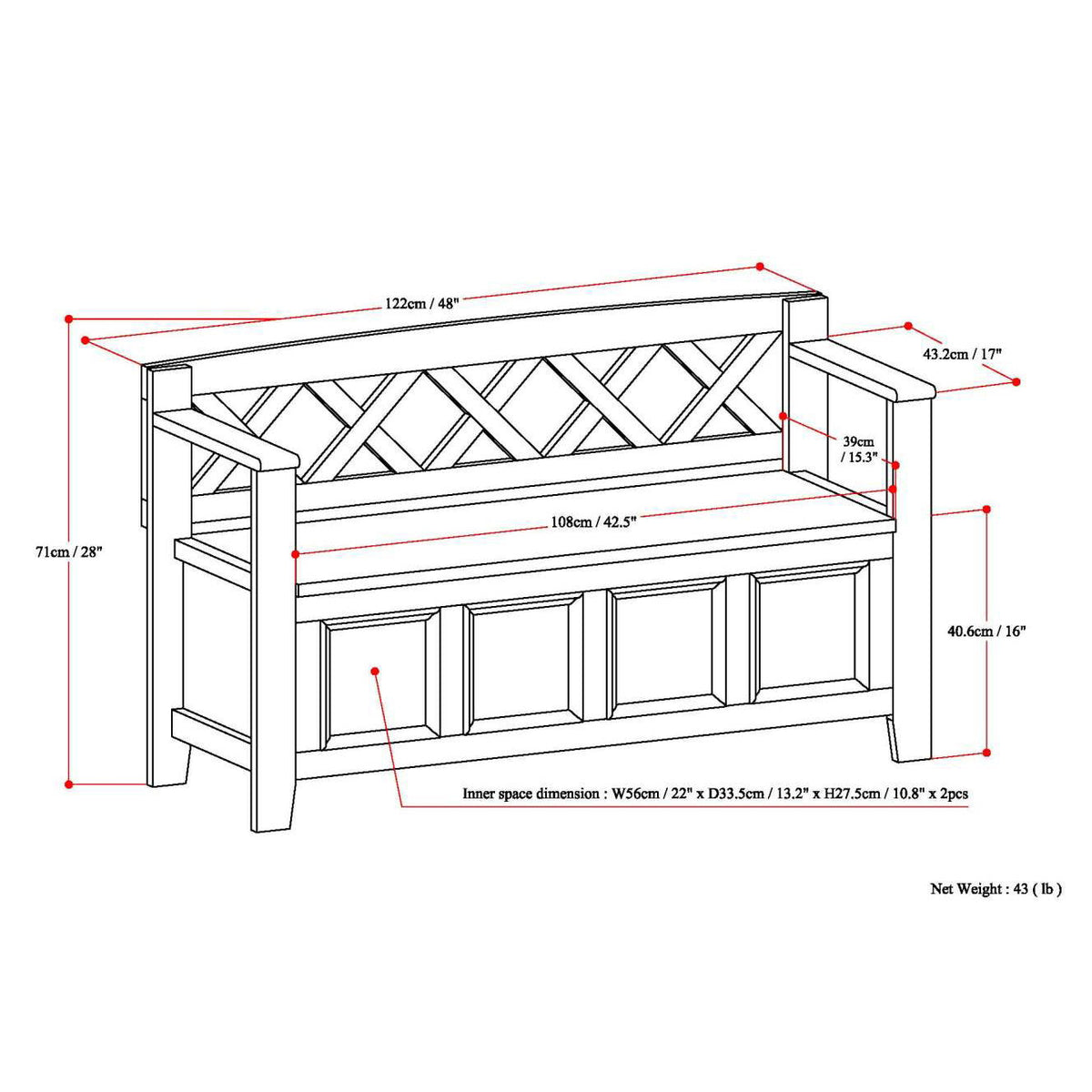 Amherst - Entryway Storage Bench - Gray