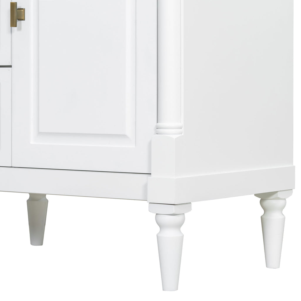 Modern Bathroom Vanity With Sink, Freestanding Cabinet With Flip Drawer & Adjustable Shelf