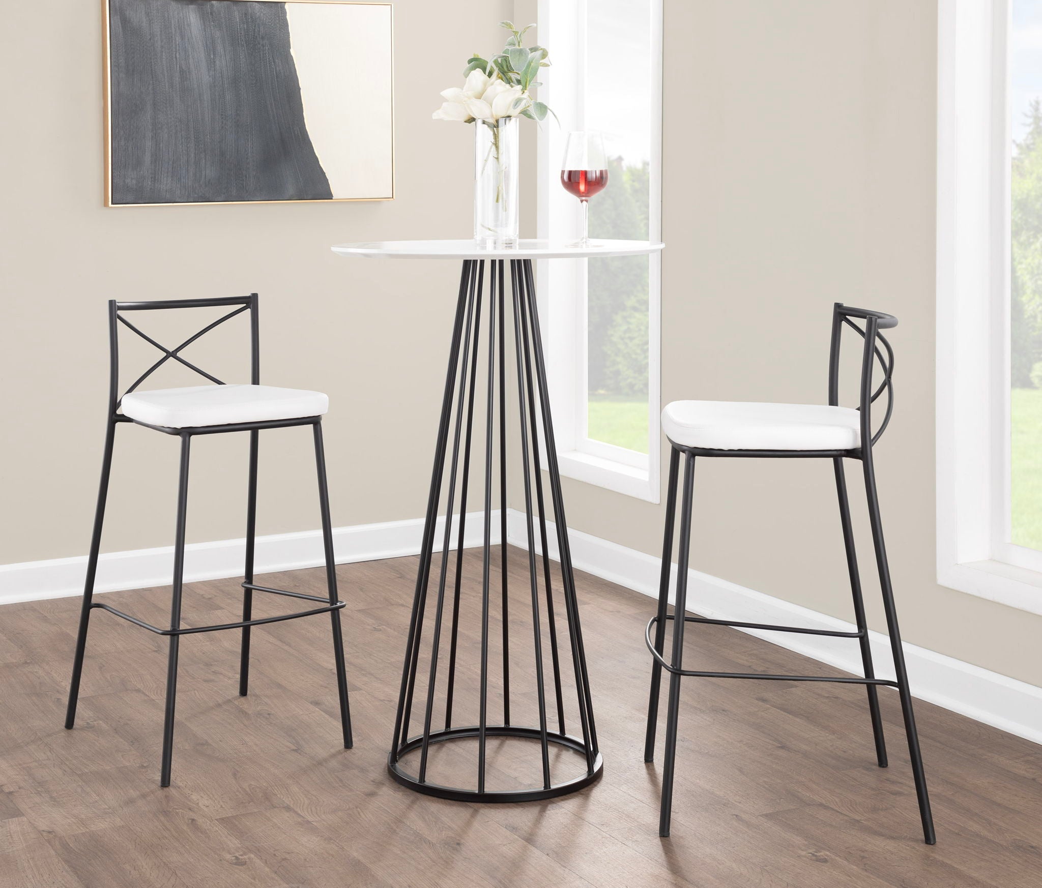 Modern Charlotte - Contemporary Fixed Height Barstool (Set of 2)