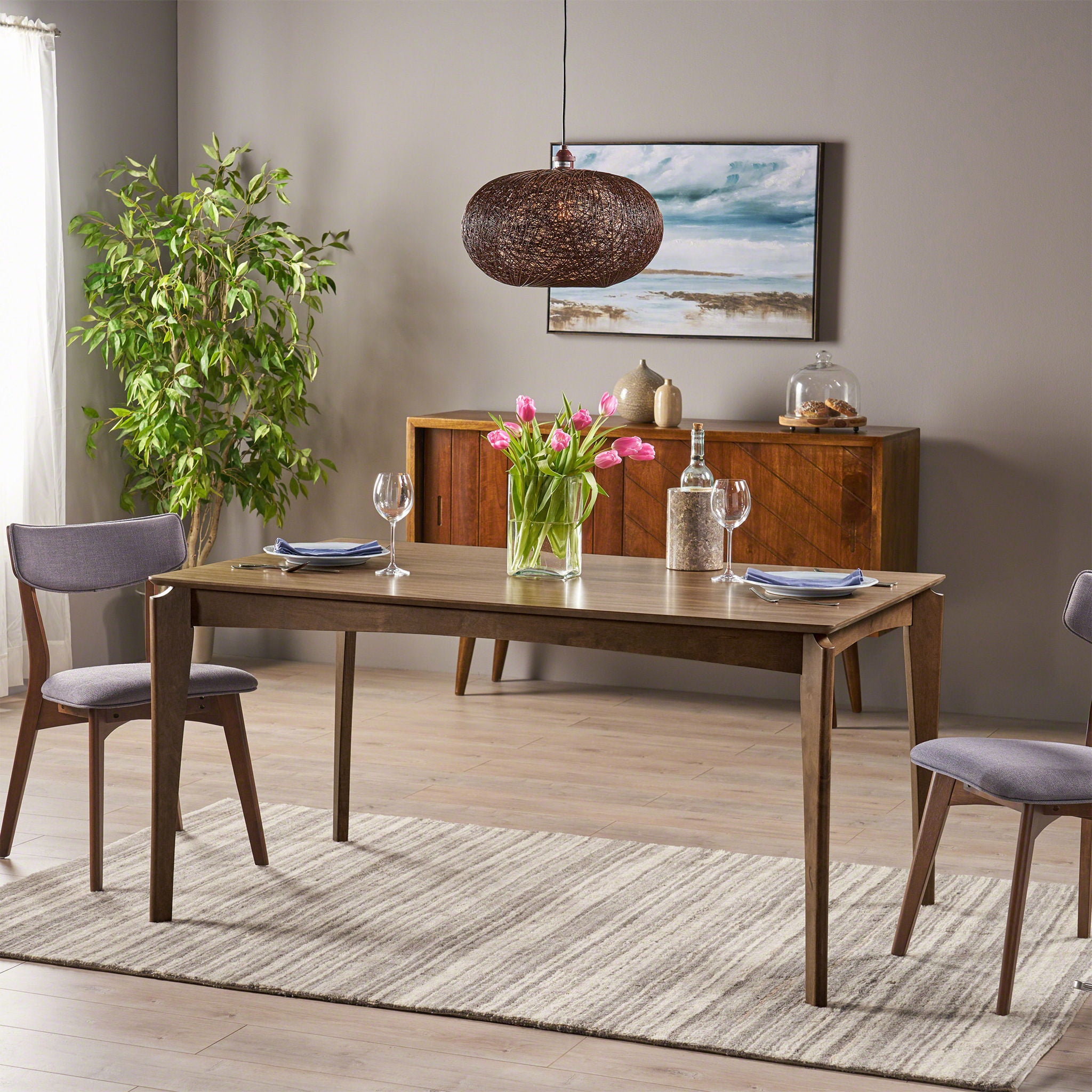 Jesse - Mid Century Style Dining Table With Minimal Details - Walnut