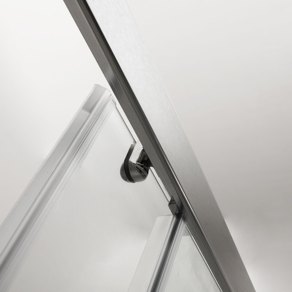 Elegant Single Sliding Bypass Shower Enclosure, Tempered Glass - Brushed Silver