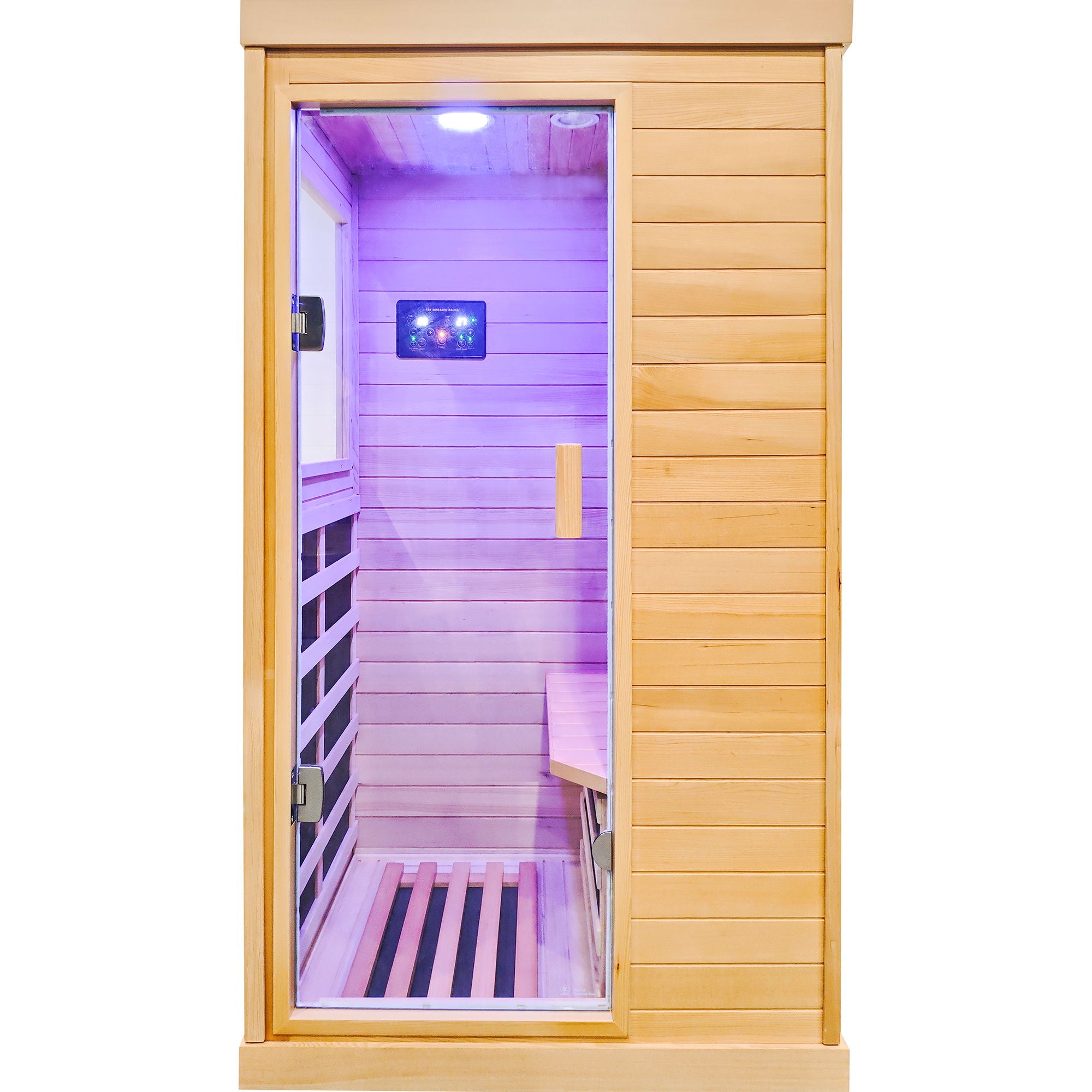 Infrared Sauna Room Single Room With Hemlock Frame, 6 Heating Plates, Built-In Lights And Bluetooth Audio - Natural