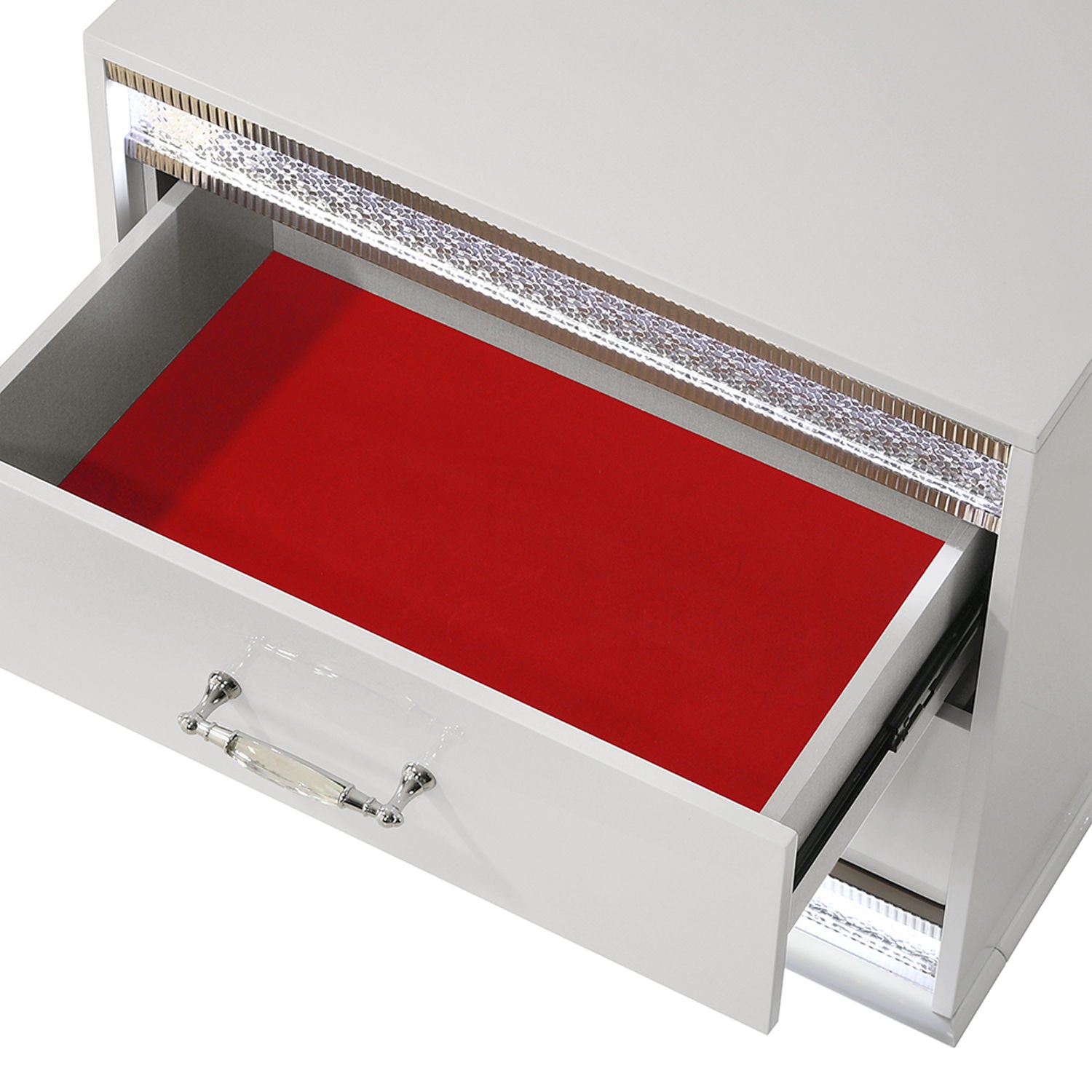 Glam - 2 Drawer Nightstand & LED Lighting - White