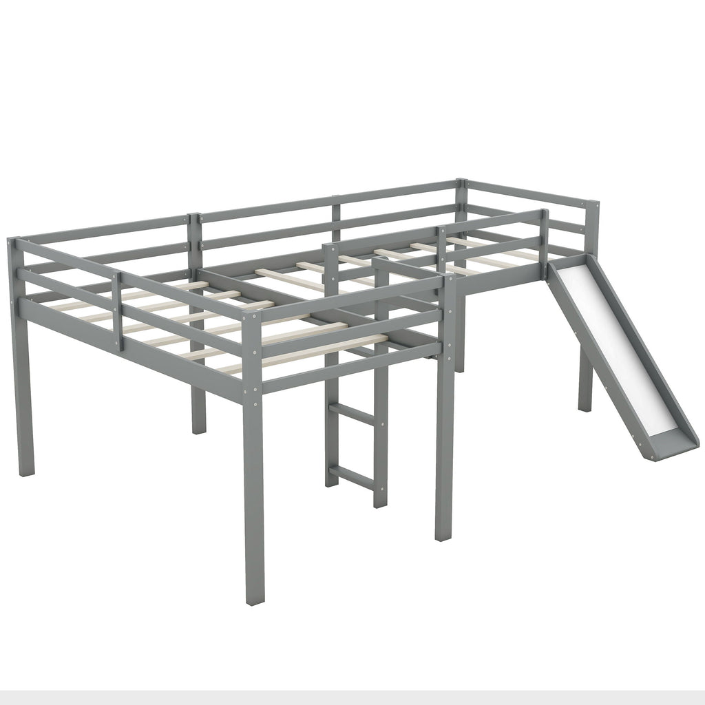 L Shaped Loft Bed With Ladder And Slide