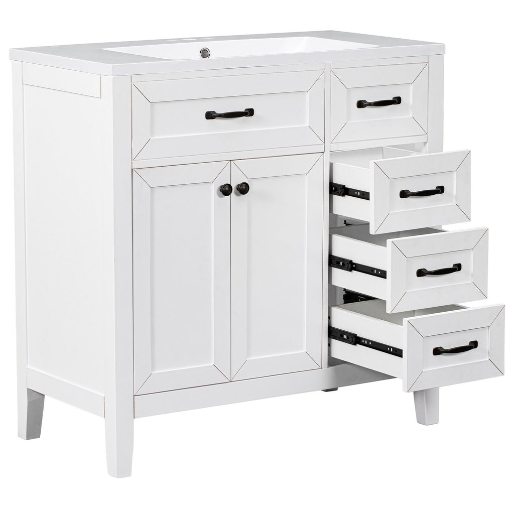 Modern Bathroom Vanity With Sink, Freestanding With Drawers And Doors