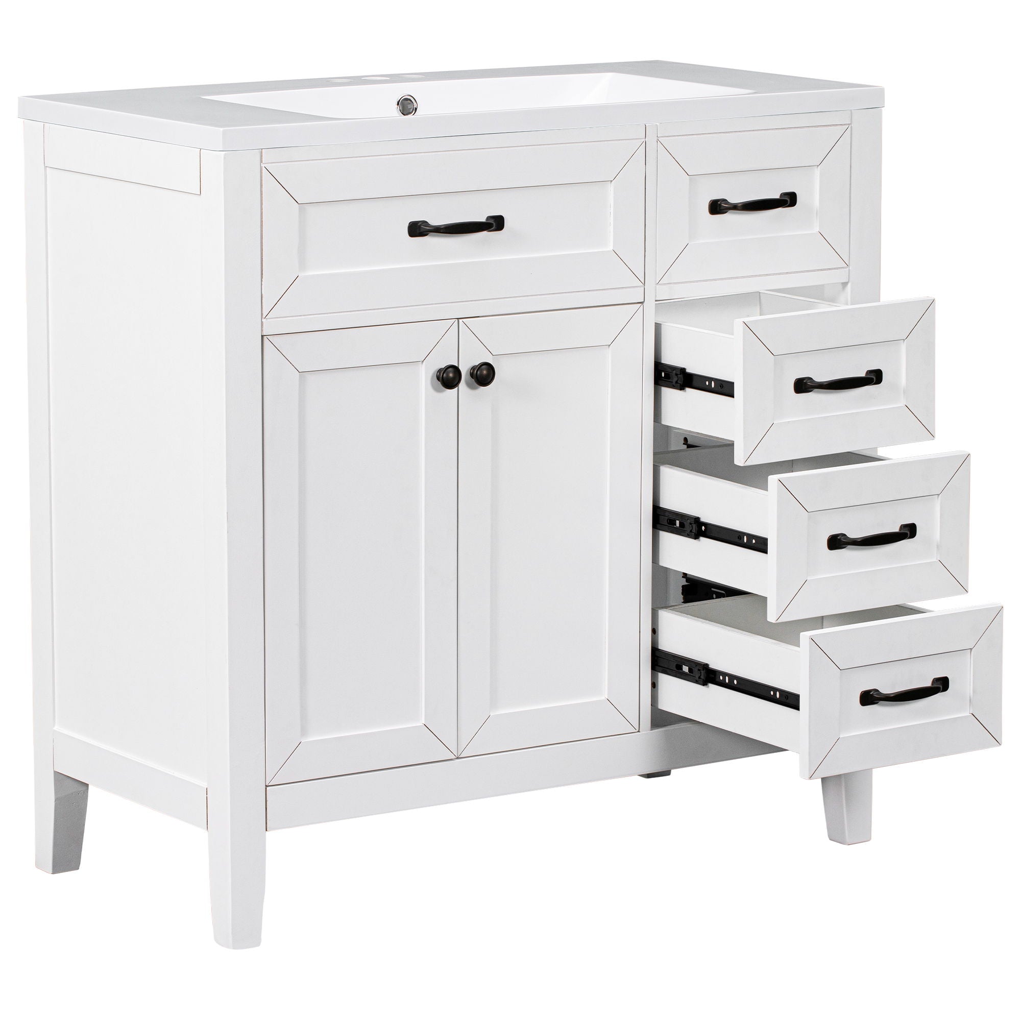 Modern Bathroom Vanity With Sink, Freestanding With Drawers And Doors