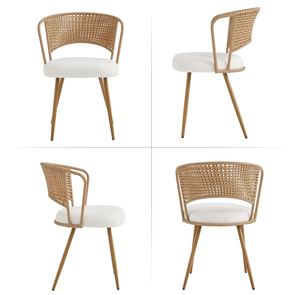 Dining Chairs With Wing Back Design For Kitchen (Set of 2) - Beige / Brown