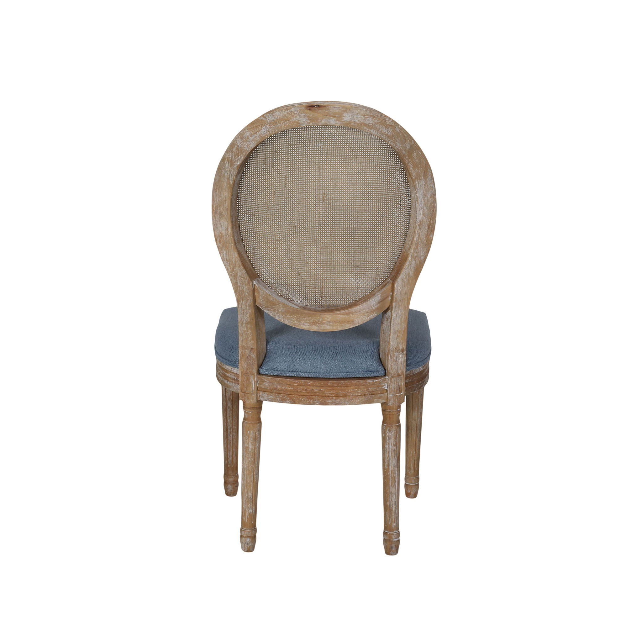Elegant Dining Chair Set With Cane And Fabric Upholstery