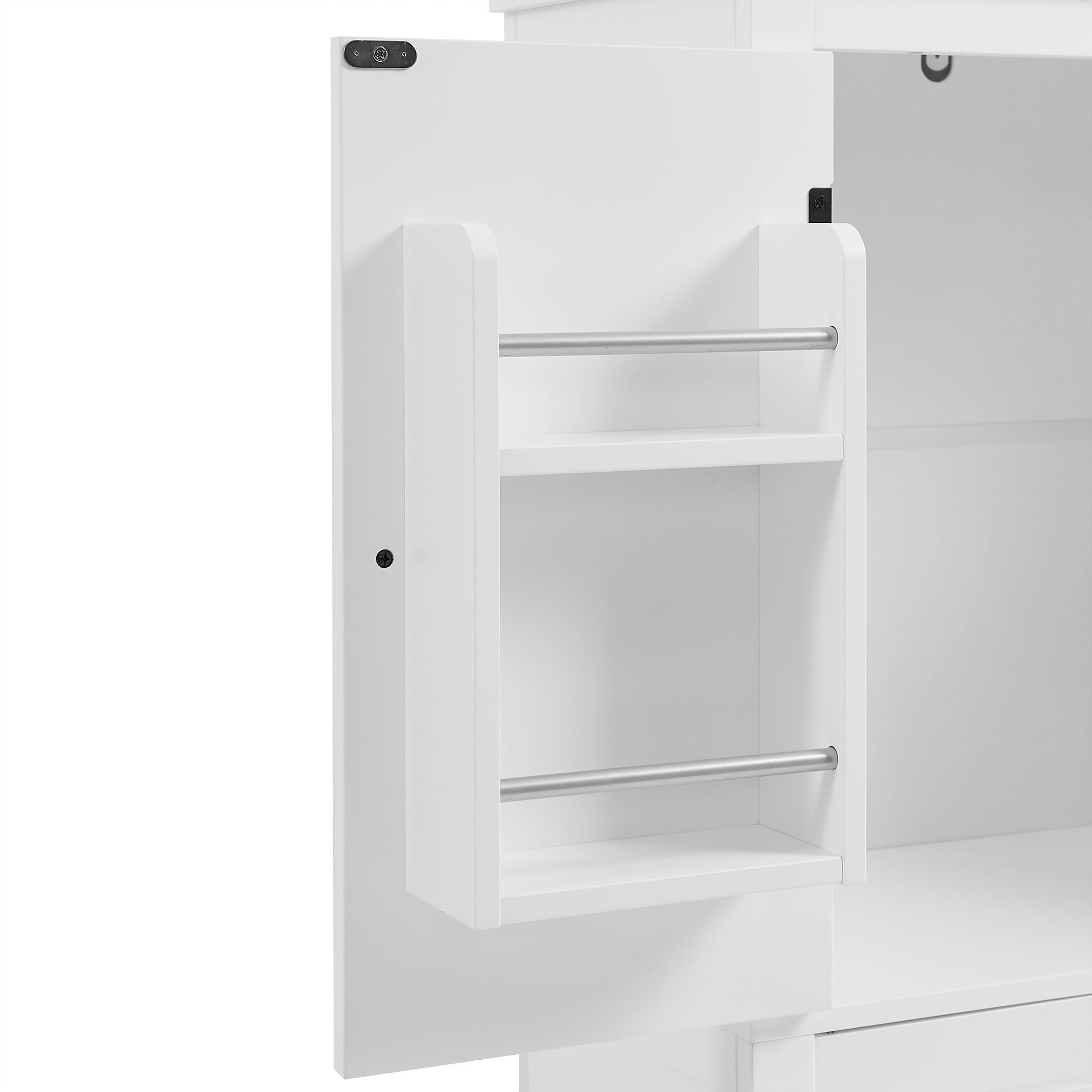 Elegant Bathroom Floor Storage Cabinet With 4 Doors, Adjustable Shelves