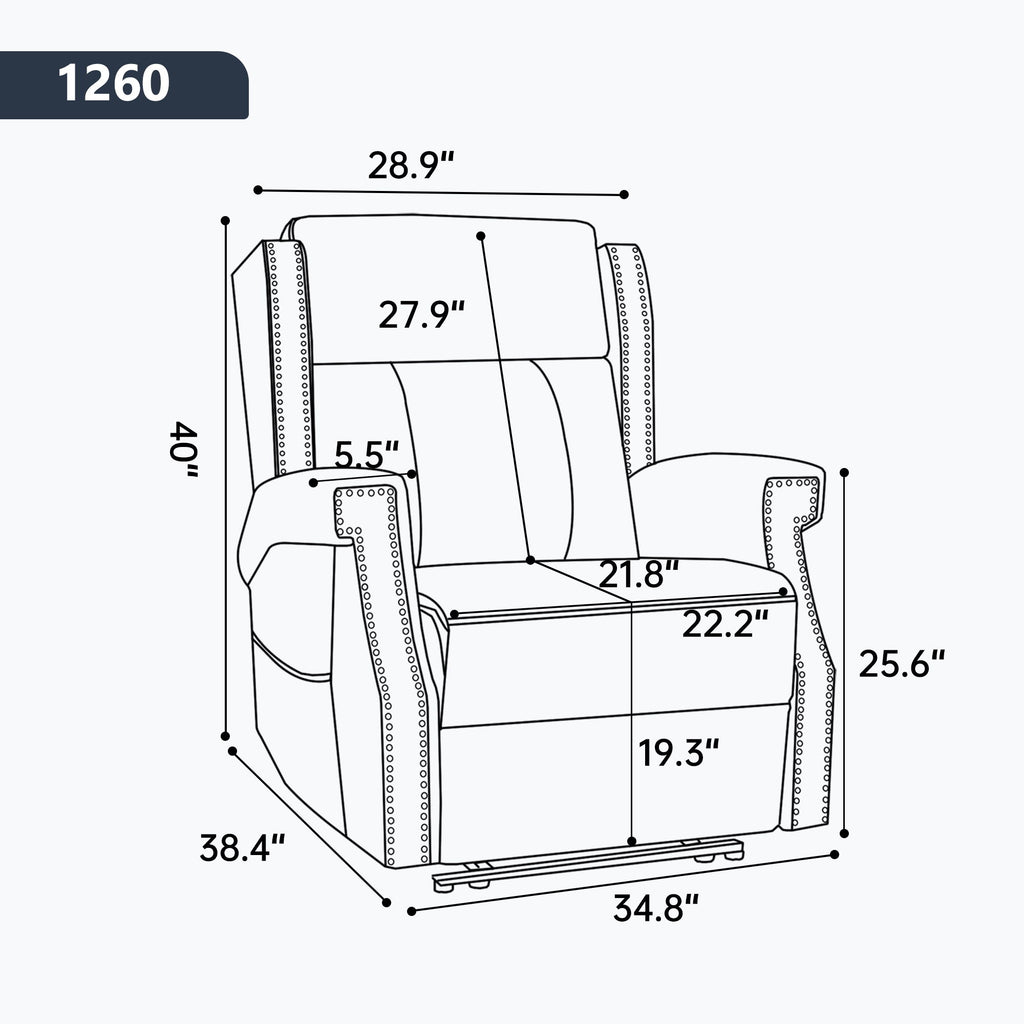 Manual Recliner Chair With Heavy Duty Motion Mechanism, 8 Vibrating Nodes And 3 Massage Modes For Living Room