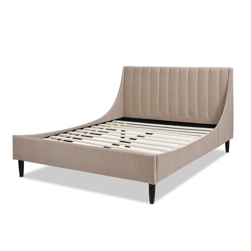 Aspen - Queen Vertical Tufted Modern Headboard Platform Bed Set - Mink