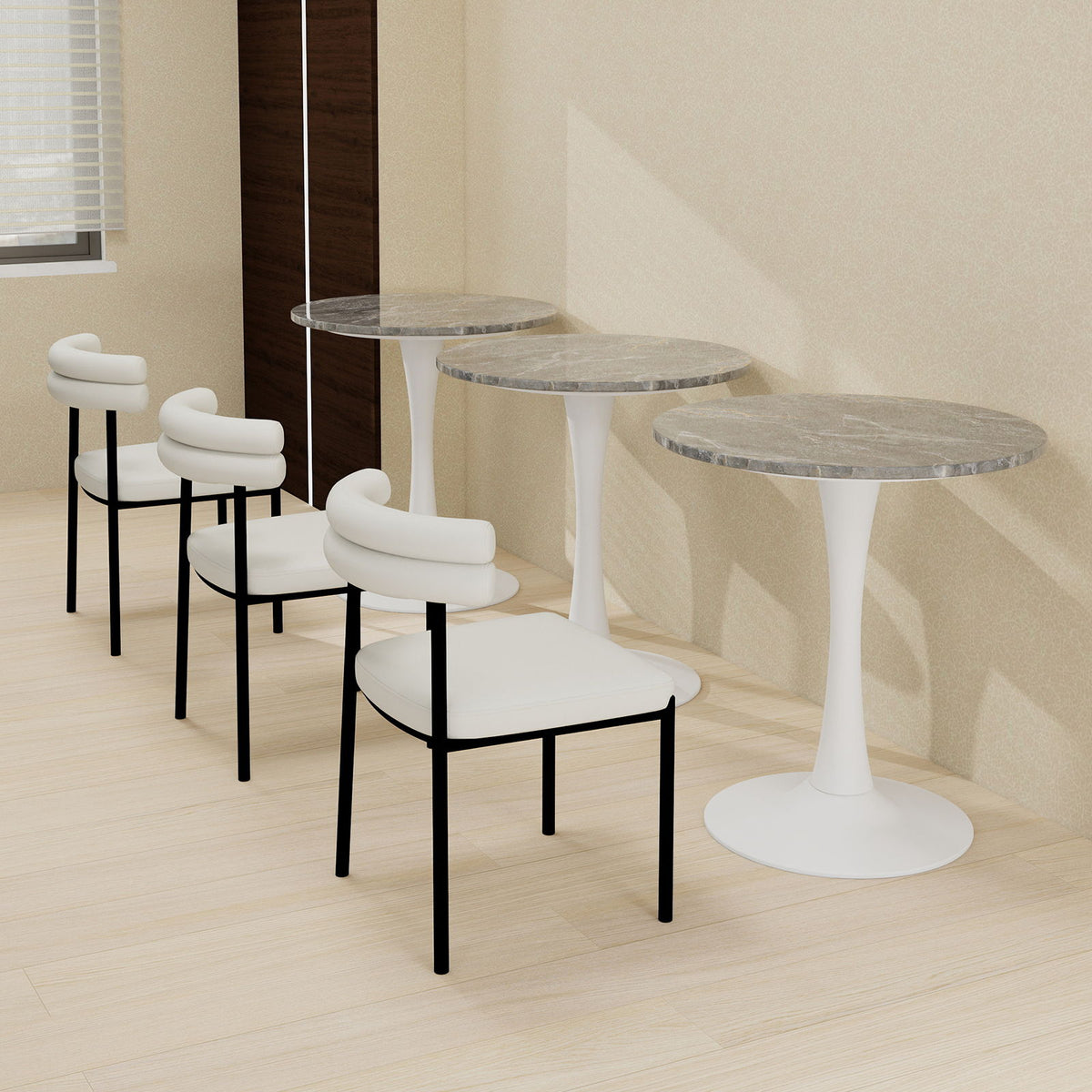 Coffee Table With Round Top For Living Rooms - Gray / White