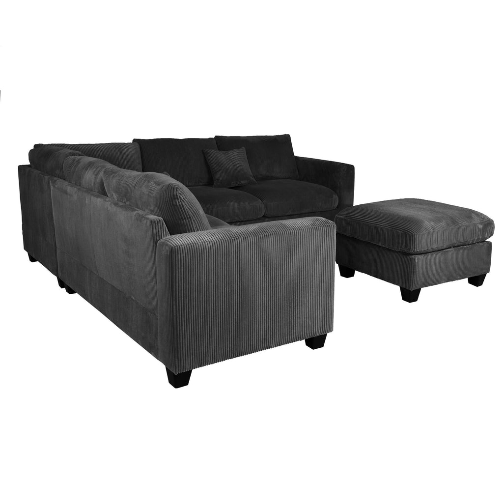 Modern Style L-Shaped Sectional Set With Ottoman