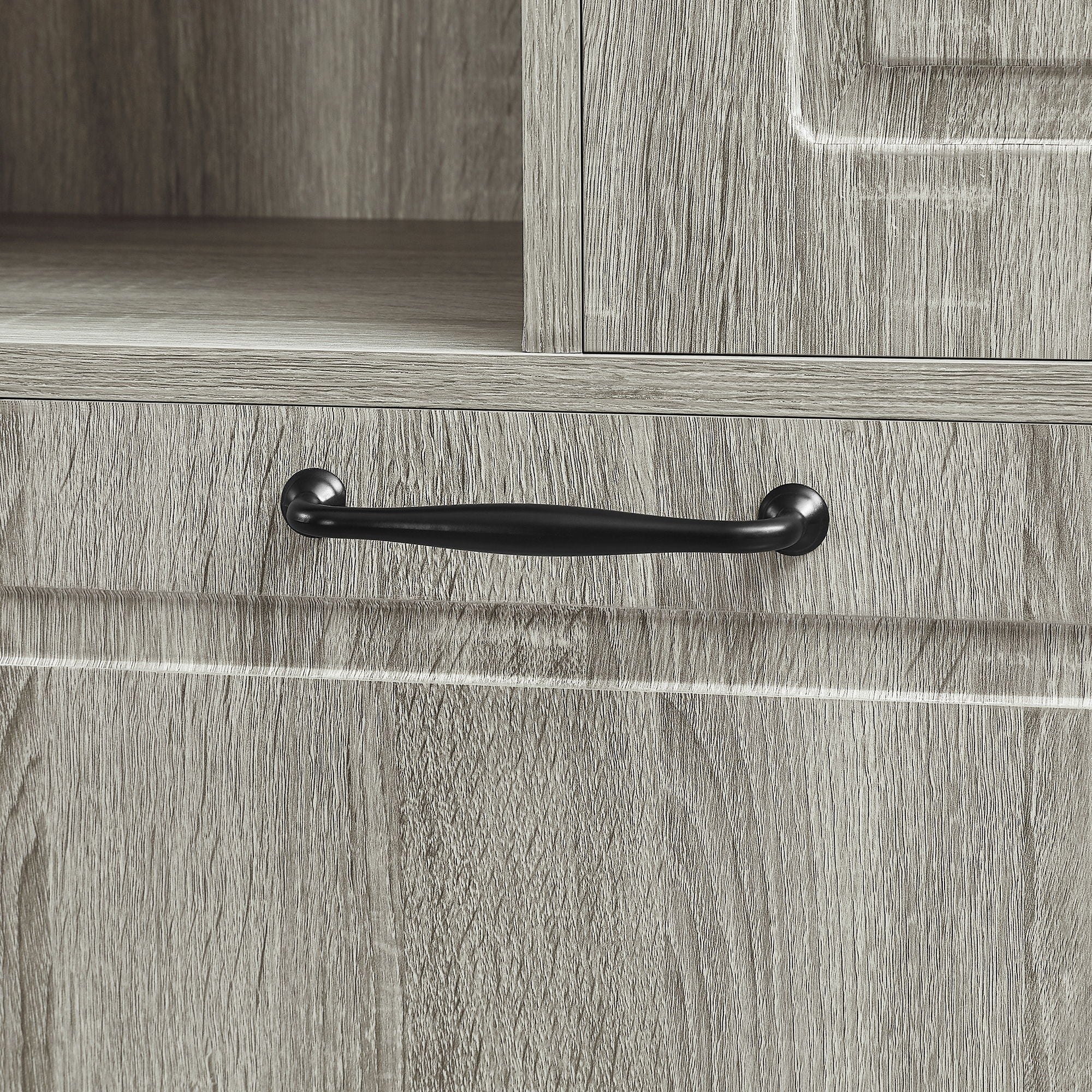 Modern Tall Storage Cabinet With Adjustable Shelves, Flip-Out Basket & Enclosed Doors