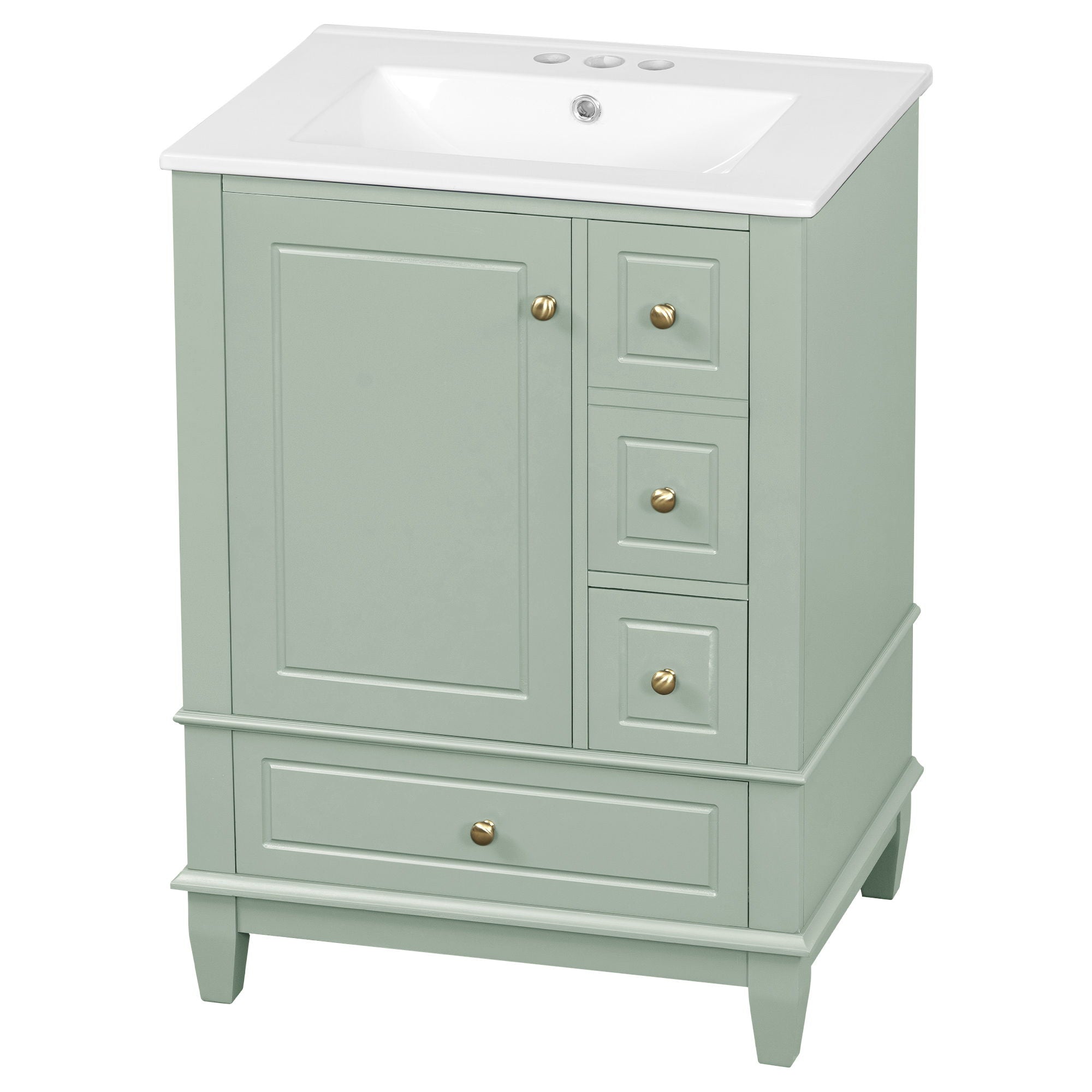 Modern Bathroom Vanity With Sink, Freestanding Cabinet With Drawers And Storage Shelves