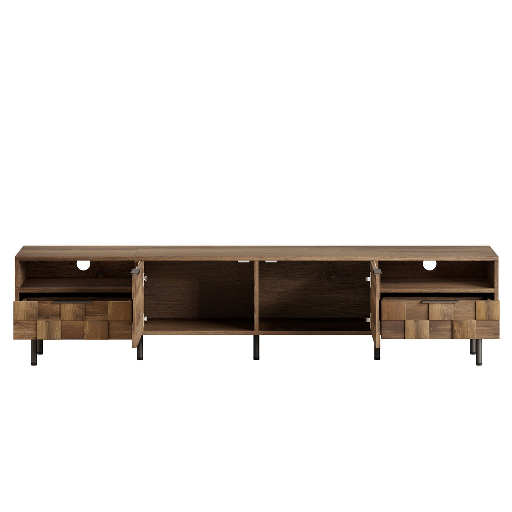 TV Stand With 2 Drawers, Media Console Table For TVs Up To 85'' - Natural