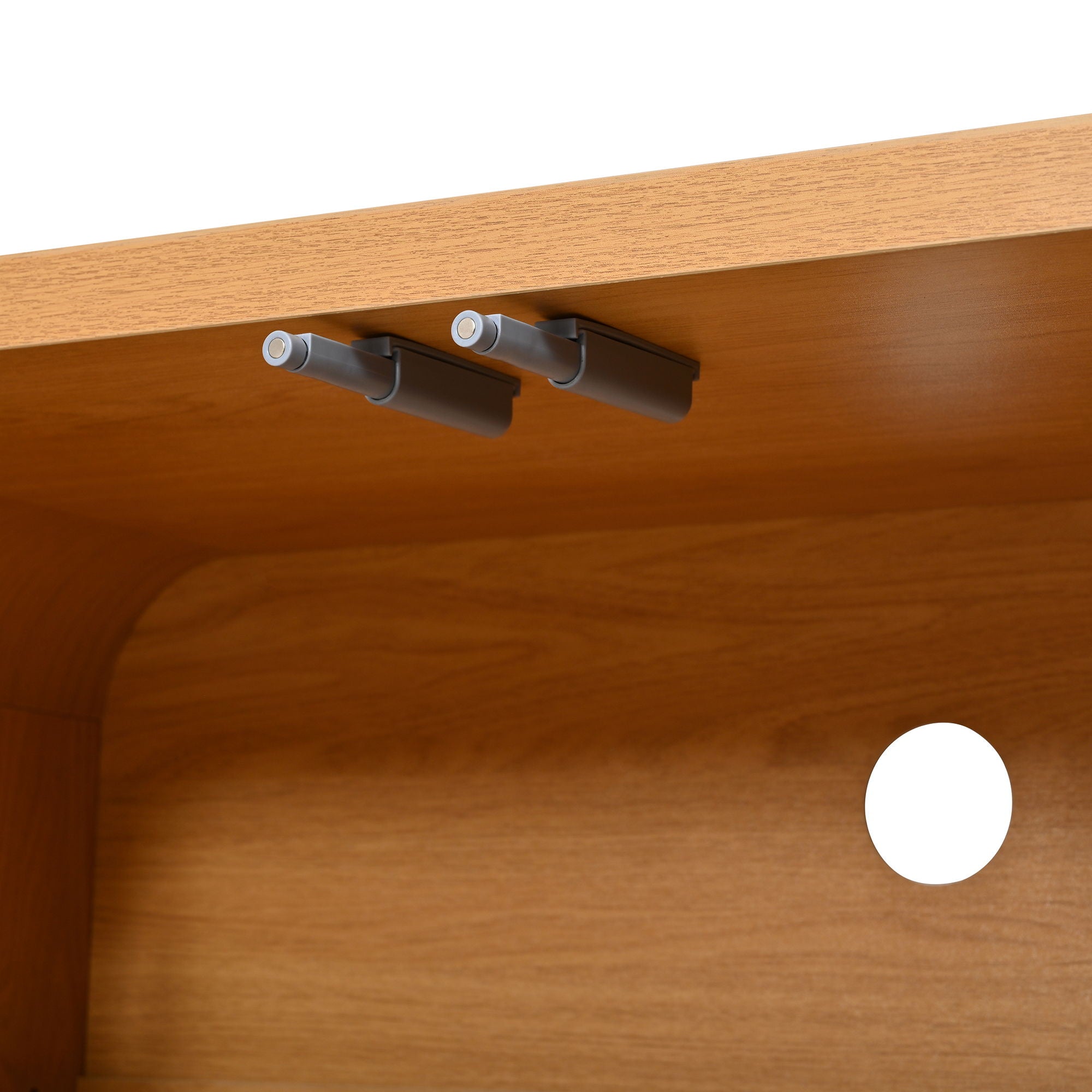 Curved Edge TV Stand With Large Cabinets