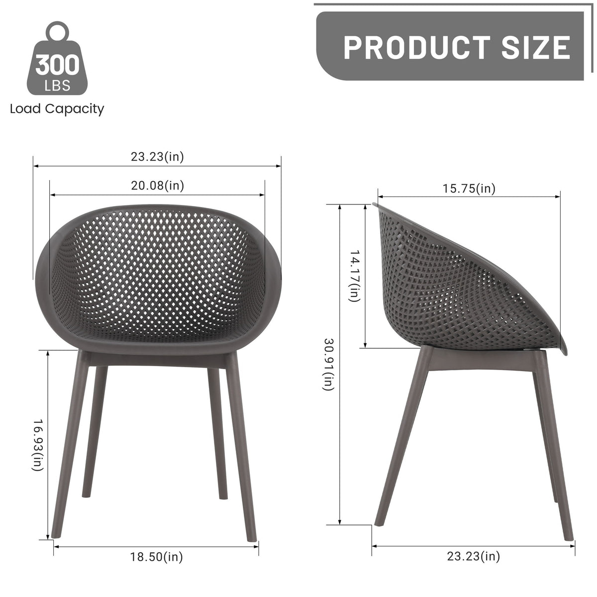 2 Piece Durable Single Chair With Hollow Out Design