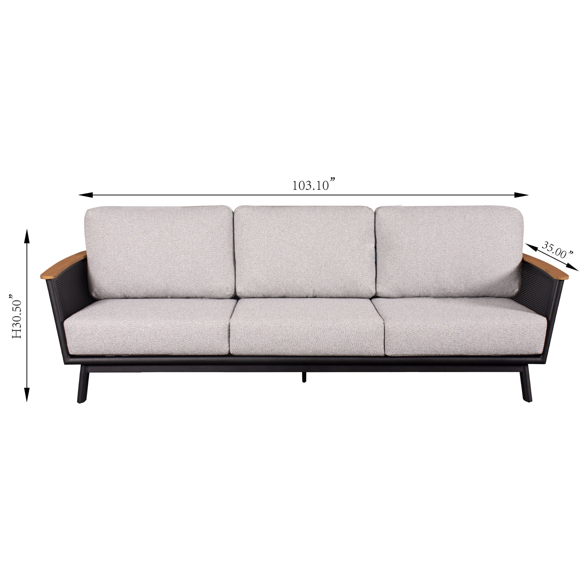 Sofa Set With Armrests - Black / Black Multi