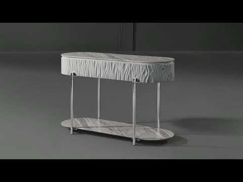 Yukino - Sofa Table - Gray High Gloss & Chrome