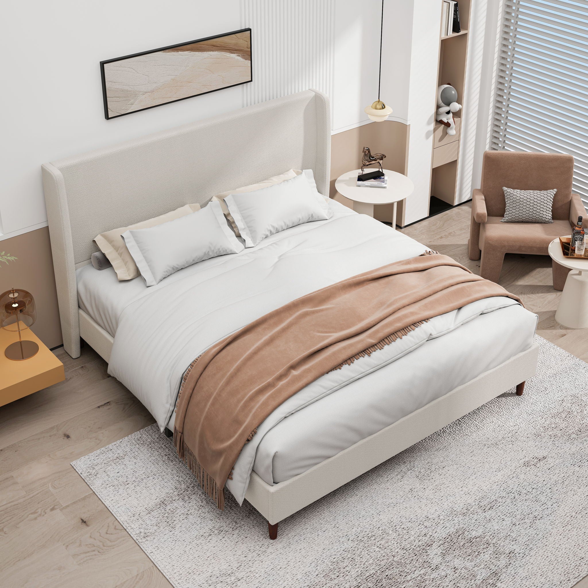 Upholstered Bed & High Headboard Design