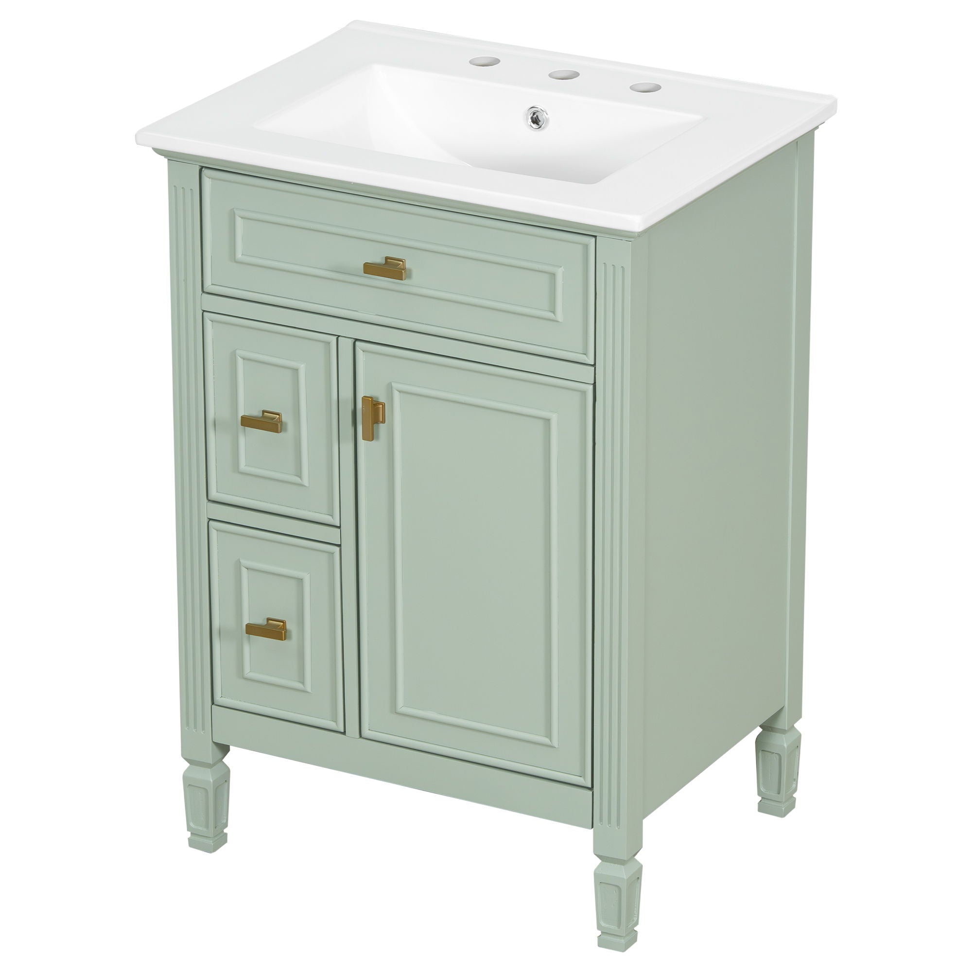 Bathroom Vanity With Sink, Flip Drawer, 2 Drawers, Adjustable Shelf