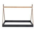 Full Size Tent Floor Bed With Triangle Structure, Low Profile Design - Black / Brown