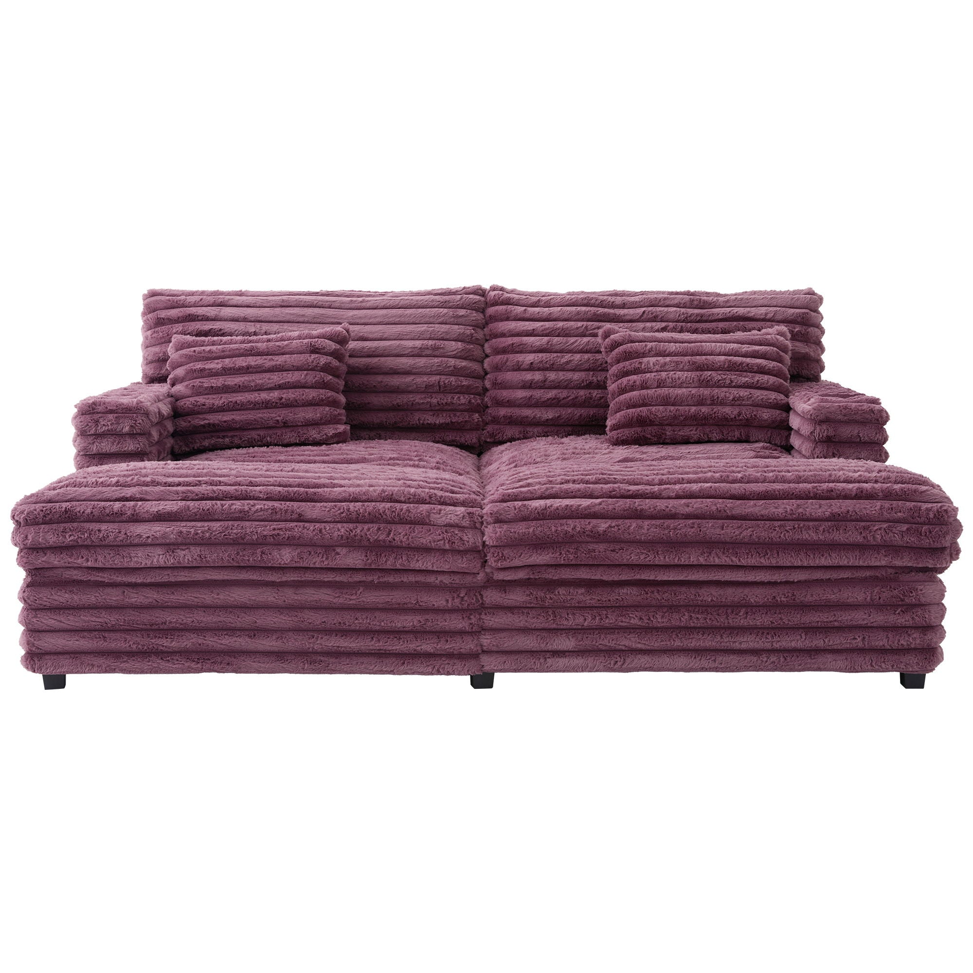Oversized Double Chaise Lounge Sofa With USB Ports And Cup Holders