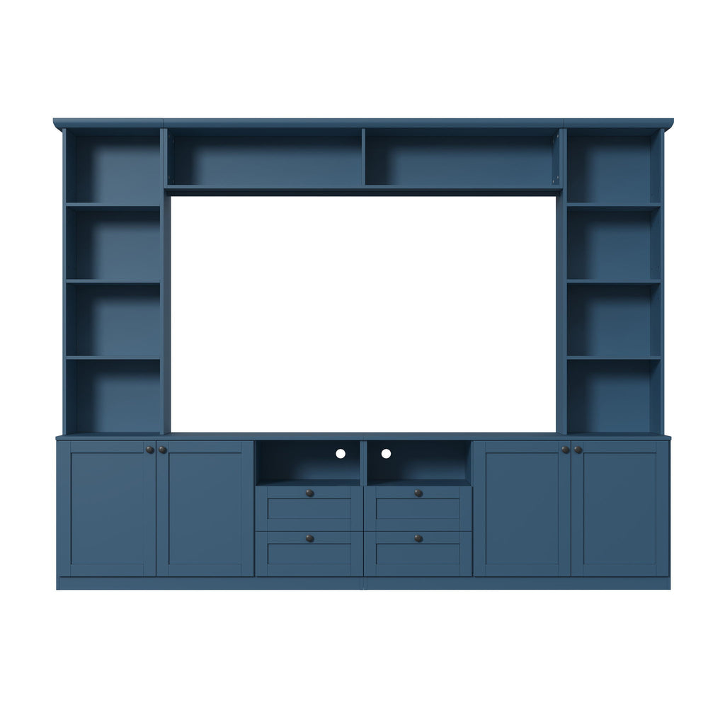 Farmhouse Elegant Entertainment Center Wall Unit With 4 Drawers