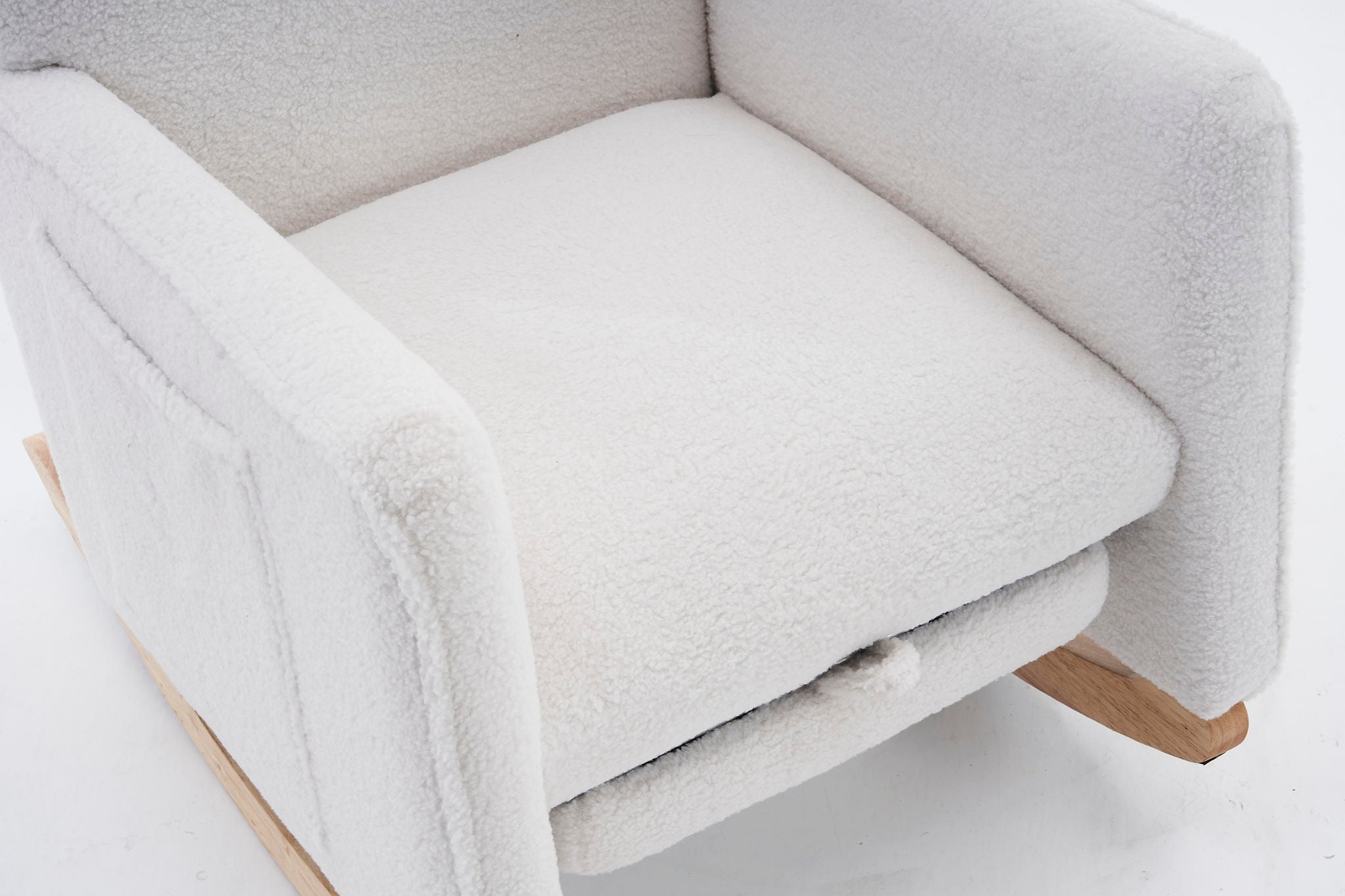 Teddy Fabric Nursery Rocking Chair With Adjustable Footrest - Ivory